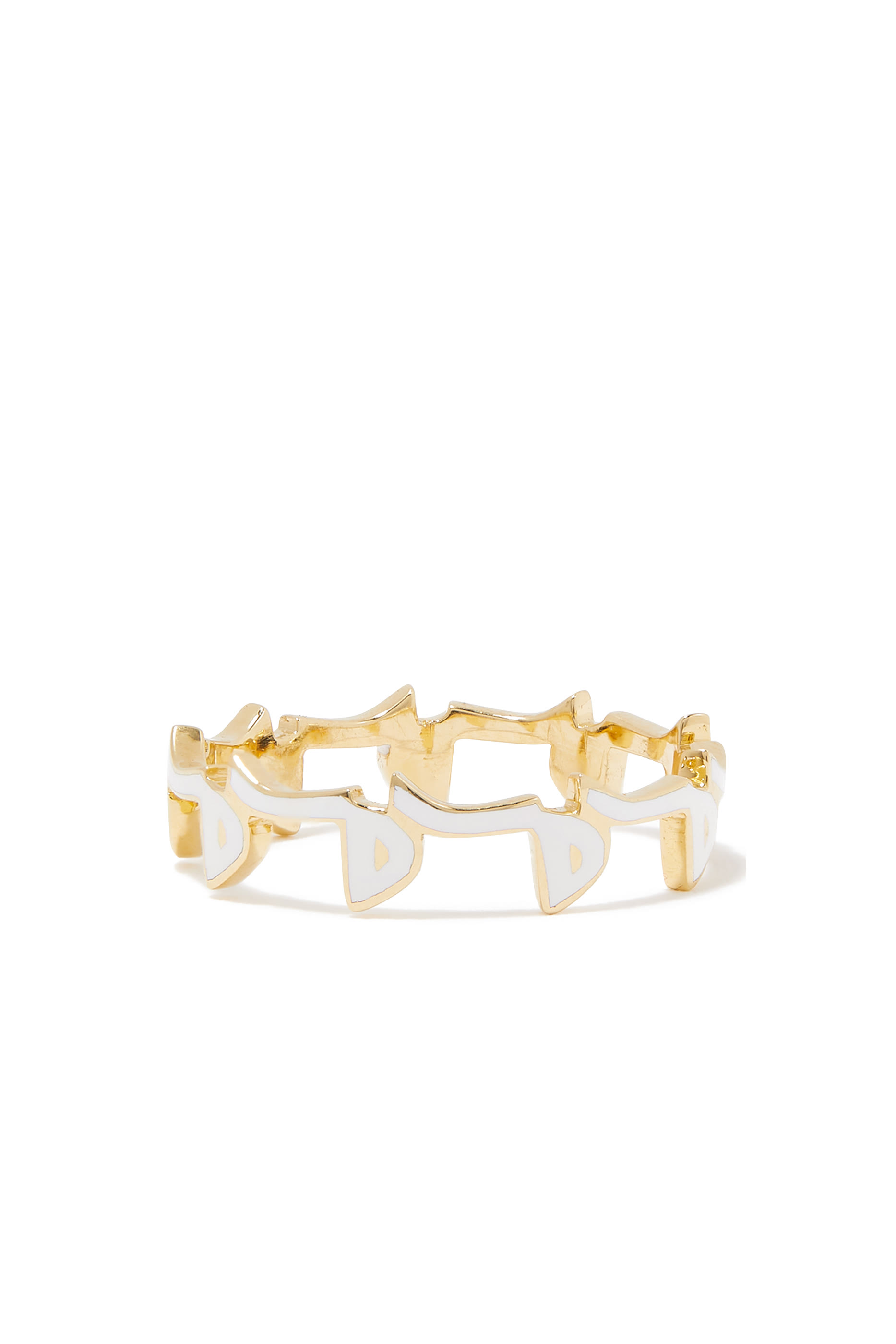 Yellow Gold and Enamel 'M' Ring