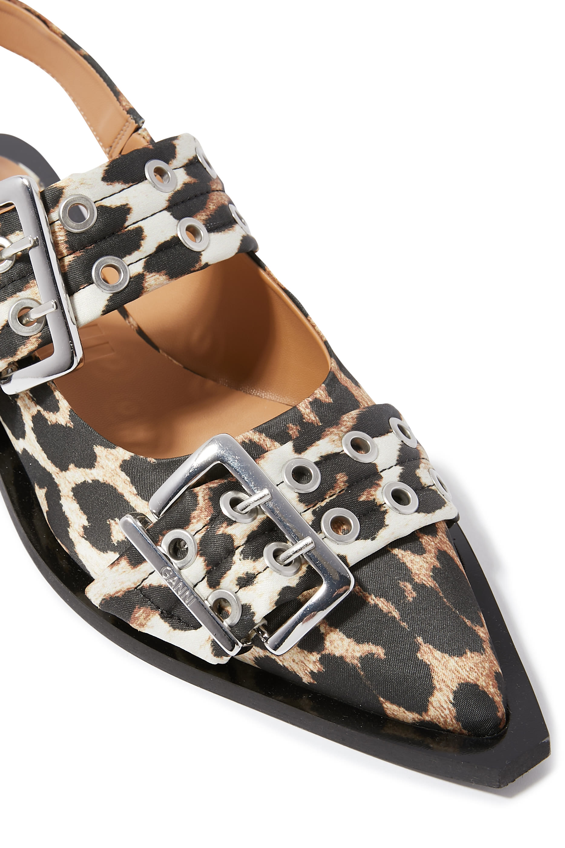 Leopard Satin Feminine Buckle Ballerinas