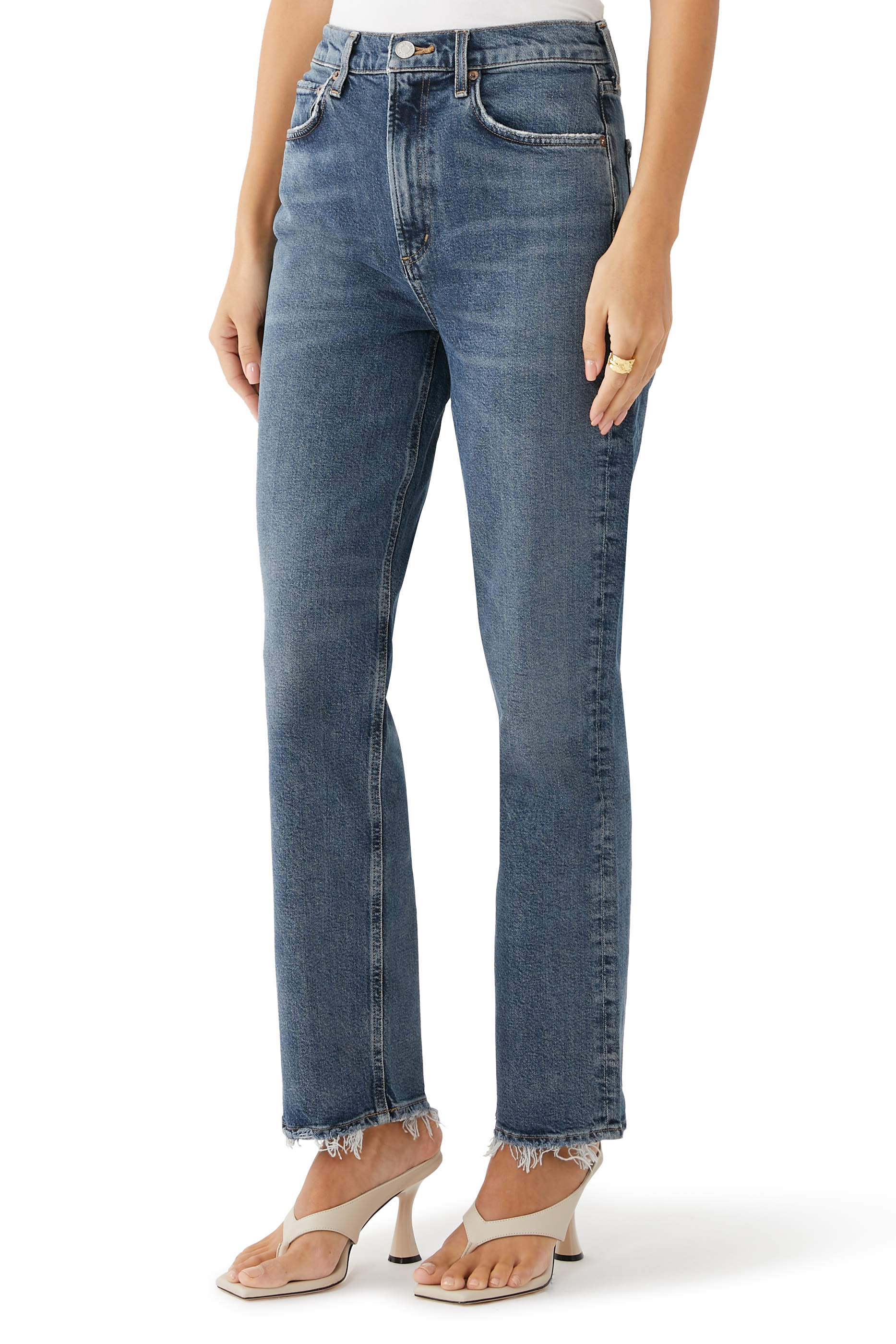 High Rise Stove Pipe Jeans