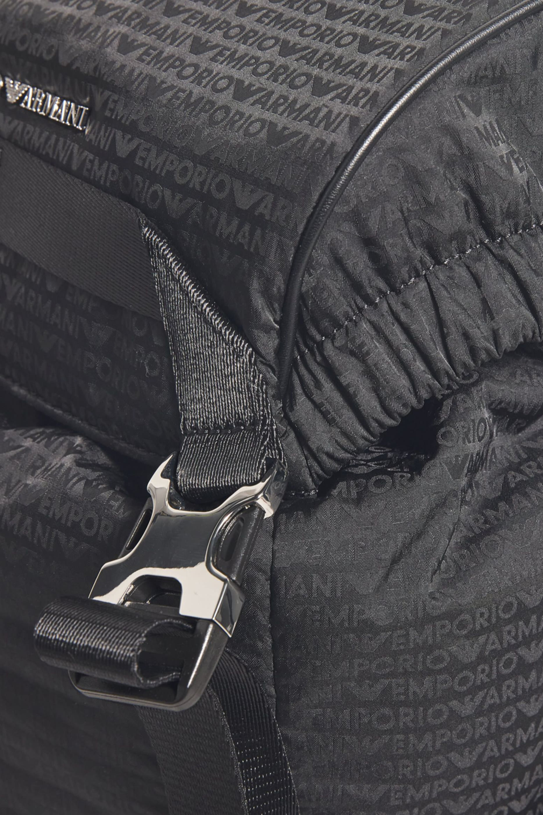 Nylon Backpack with All-Over, Jacquard Logo Lettering