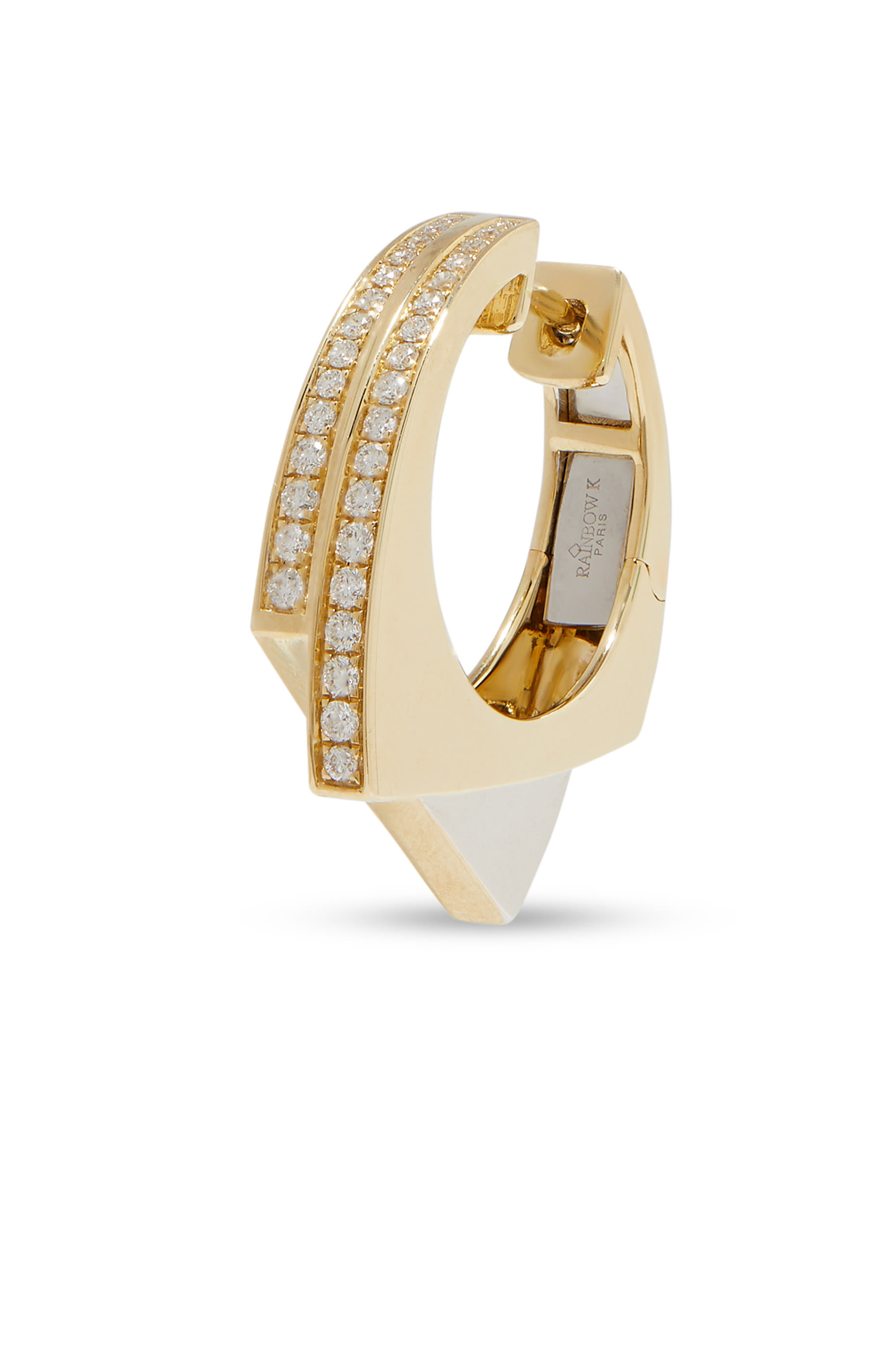 Handcuff Single Hoop Earring, 9K Mixed Gold & Diamonds