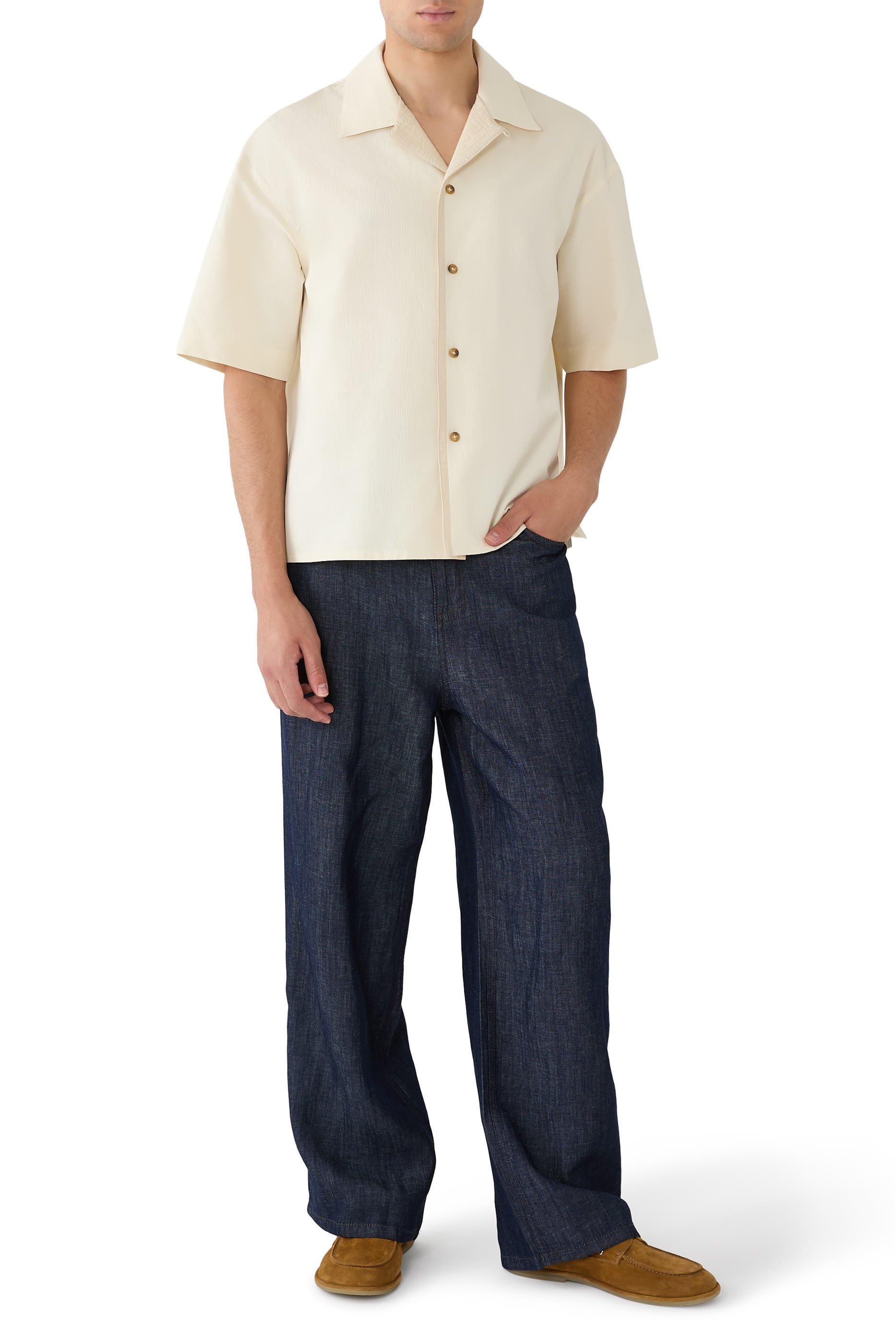 Open Collar Short Sleeve Shirt 