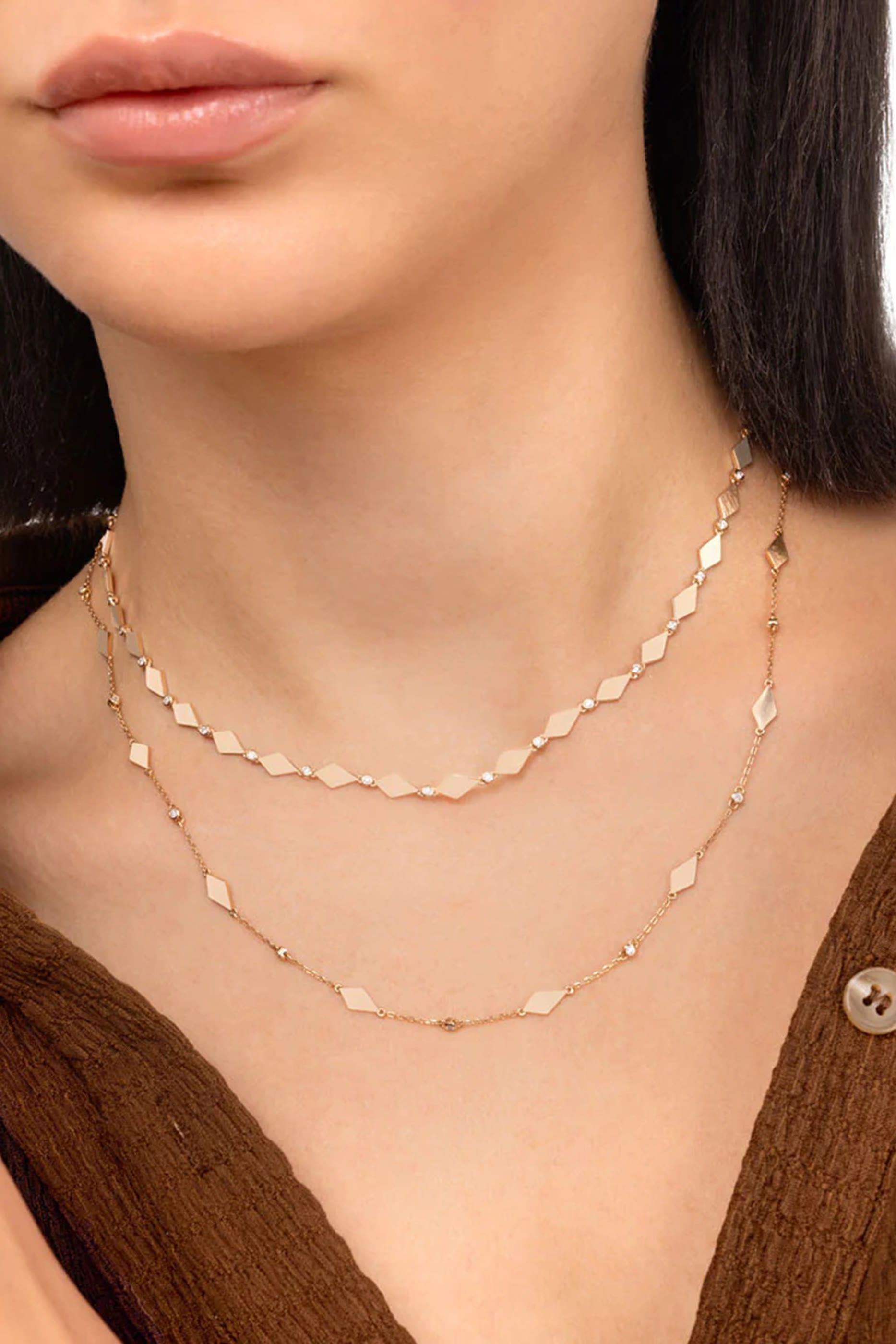 Morocco Mosaic Necklace, 18k Pink Gold & Diamonds