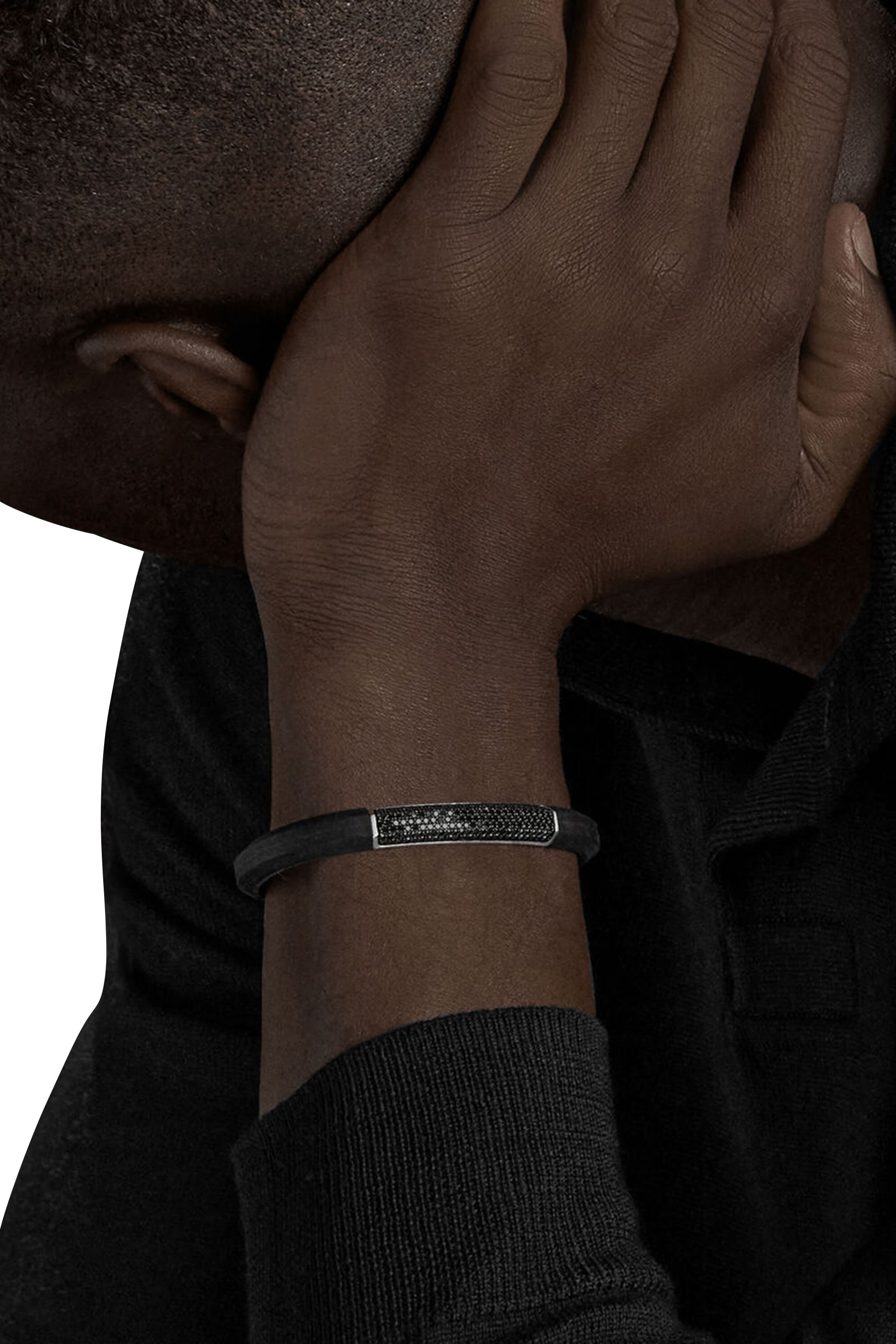 Streamline® ID Bracelet, Sterling Silver, Rubber & Diamonds