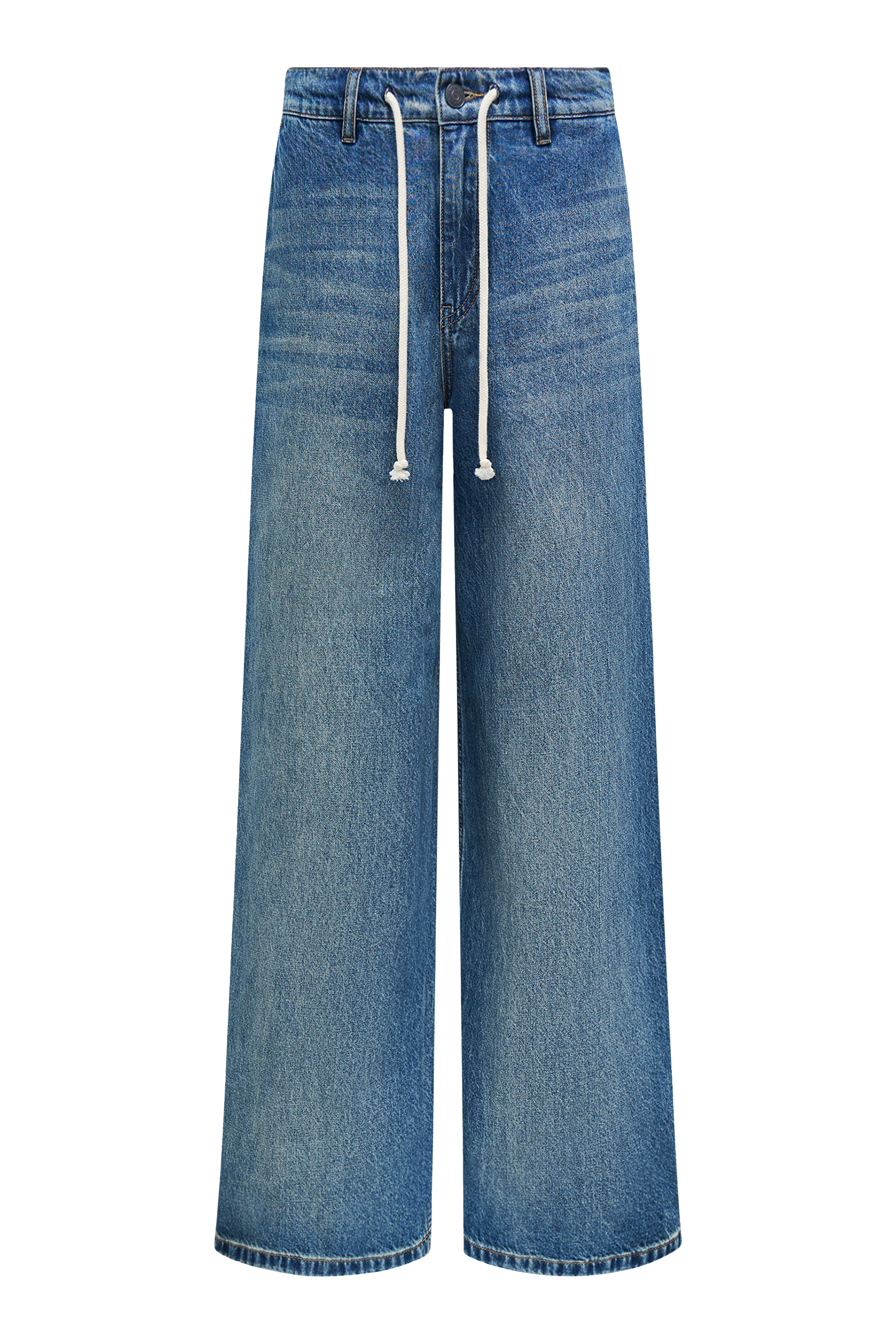 Drawstring-Waist Wide-Leg Jeans