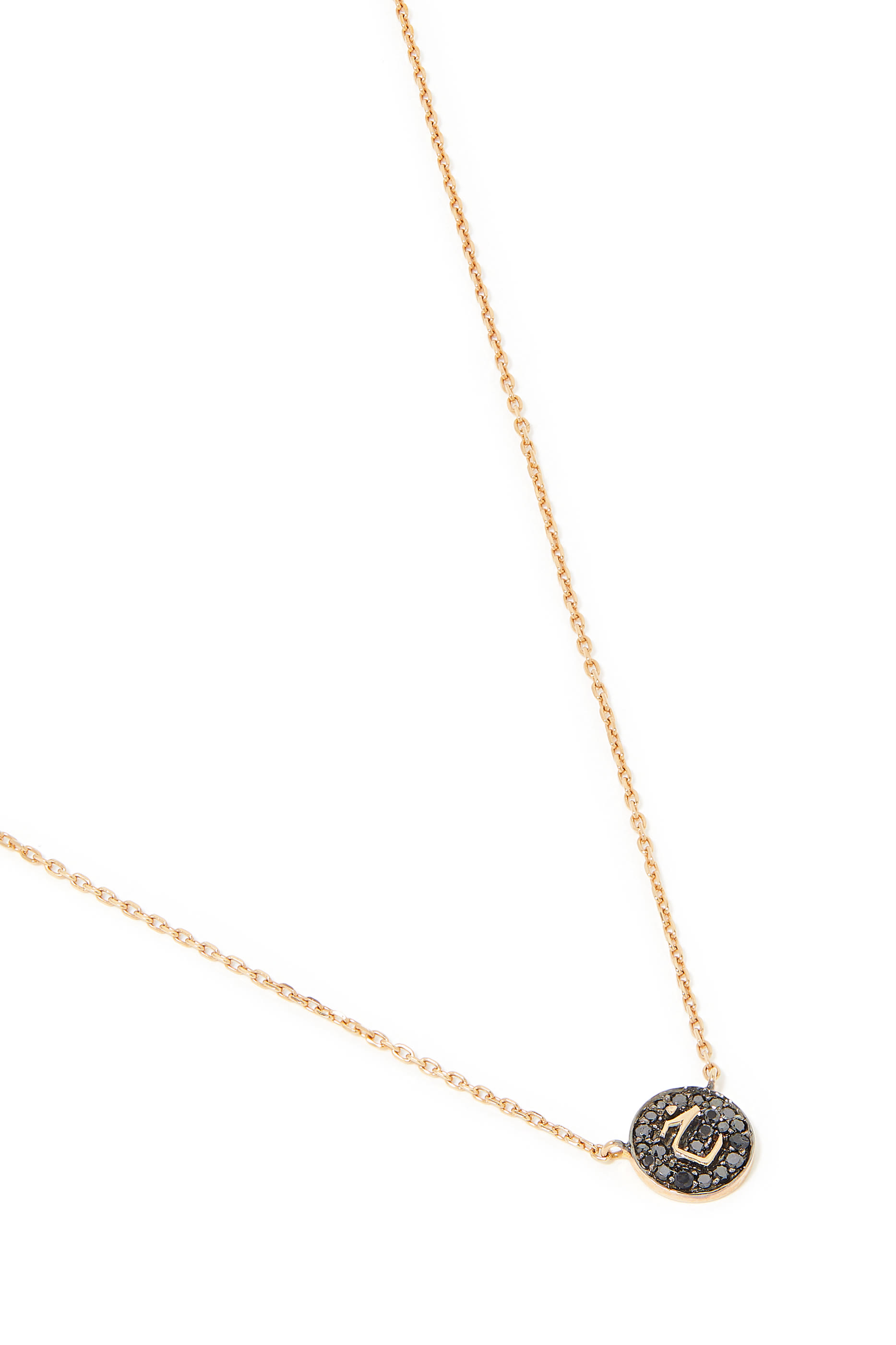 Letter KHAA Necklace, 18k Rose Gold & Diamonds