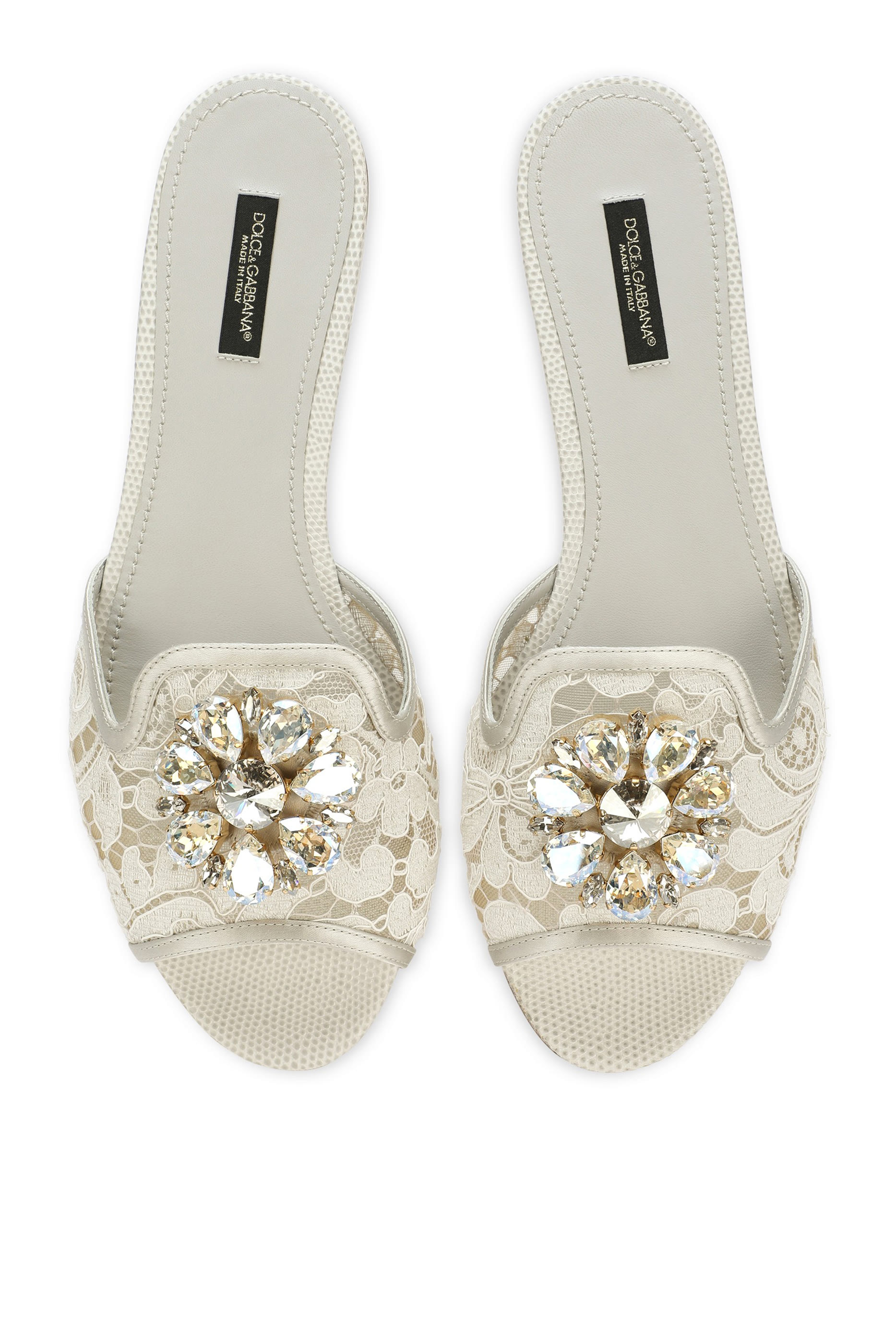 Crystal Brooch Lace Sandals