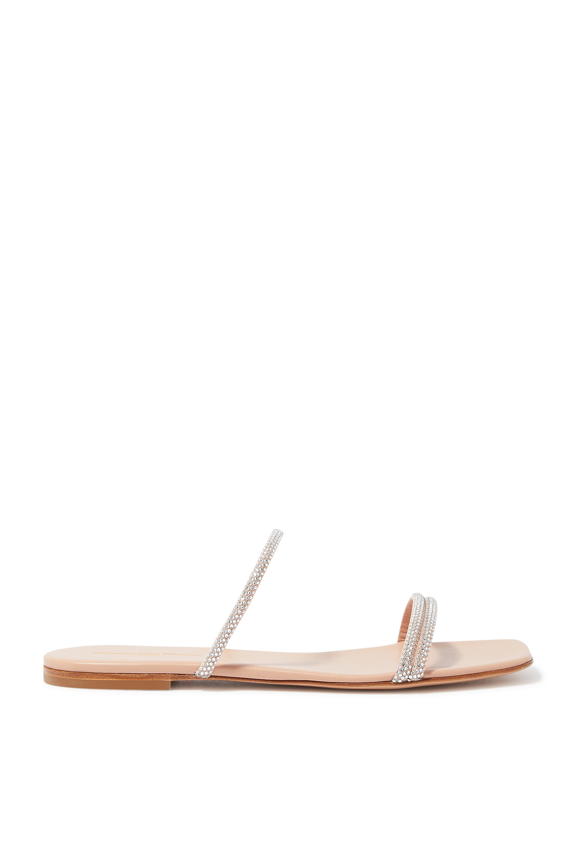 Cannes Double Strap Leather Slides