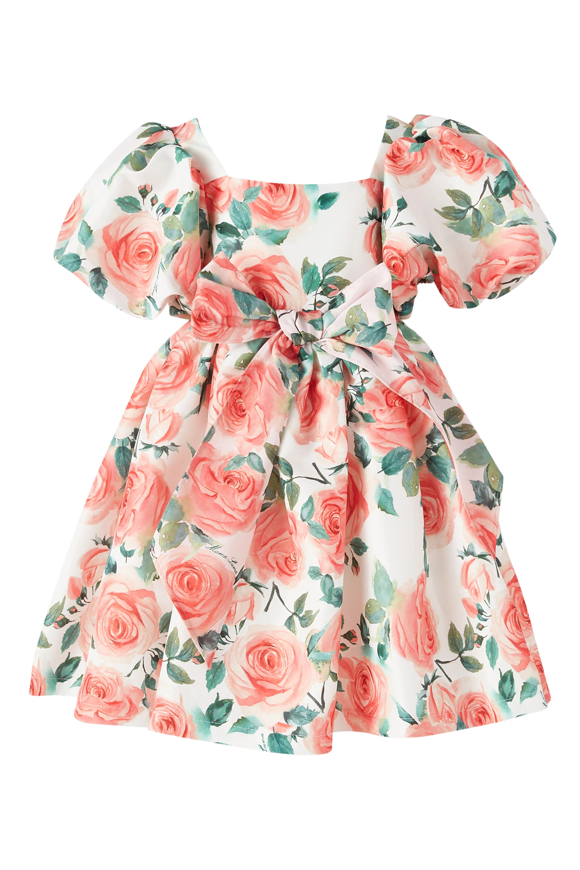 Kids Balloon Sleeves Rose Dress
