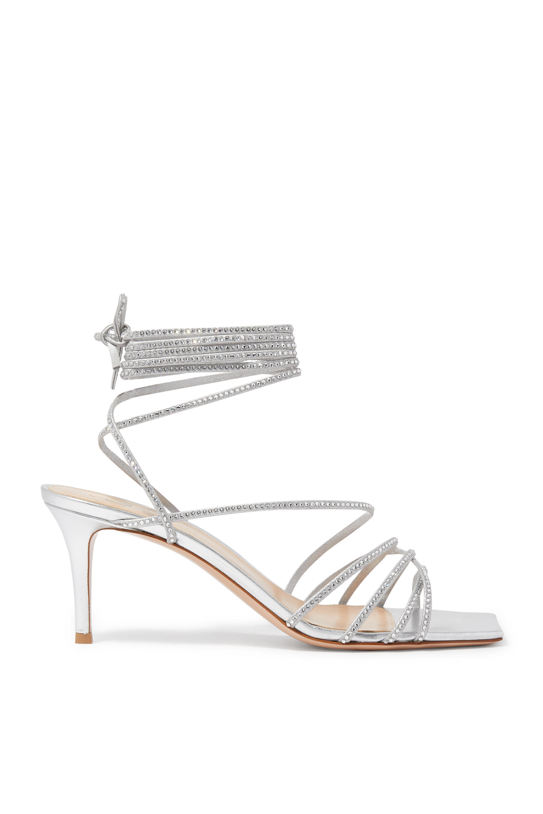 Strass Strap Leather Sandals 70