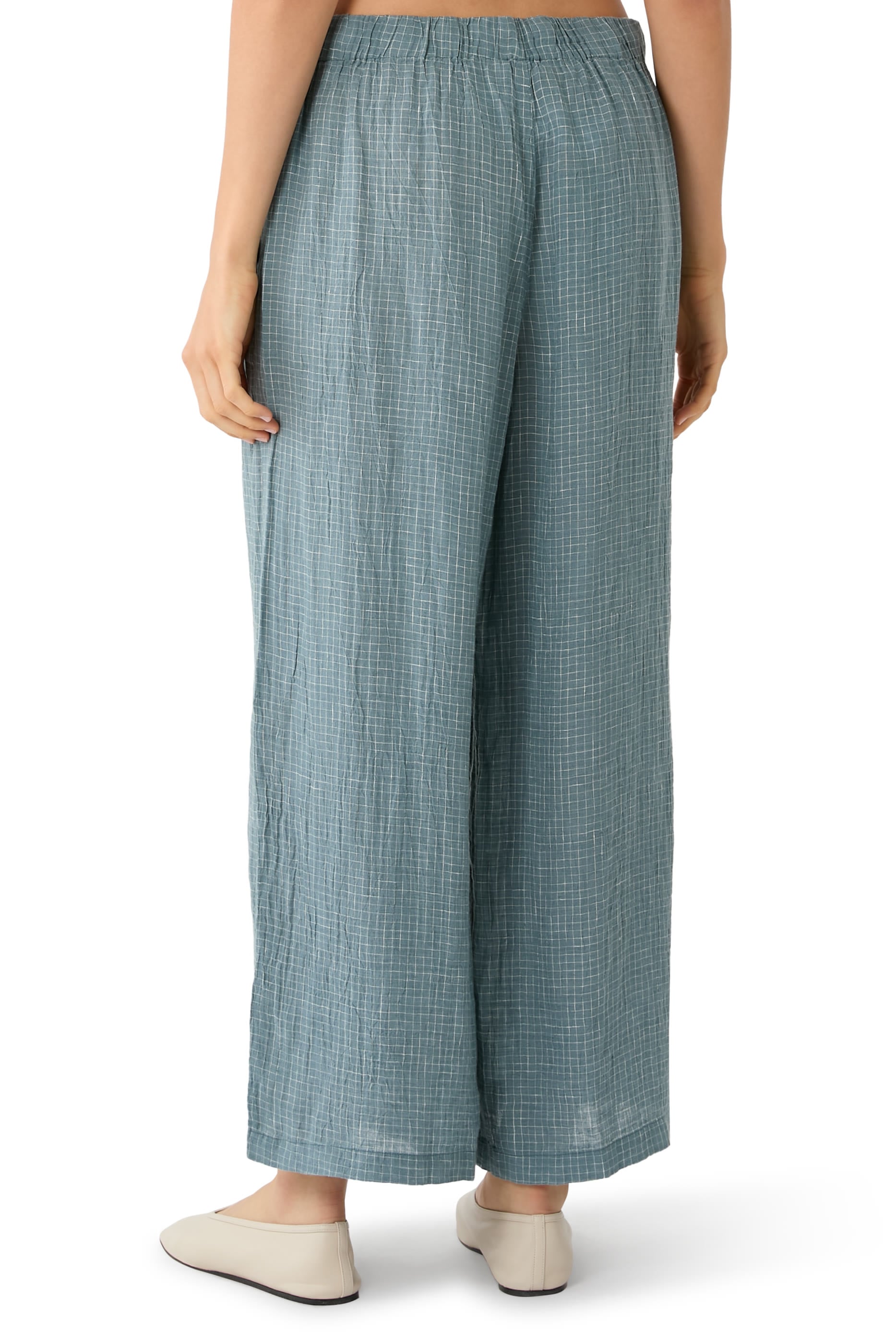 Grid Wide-Leg Pants