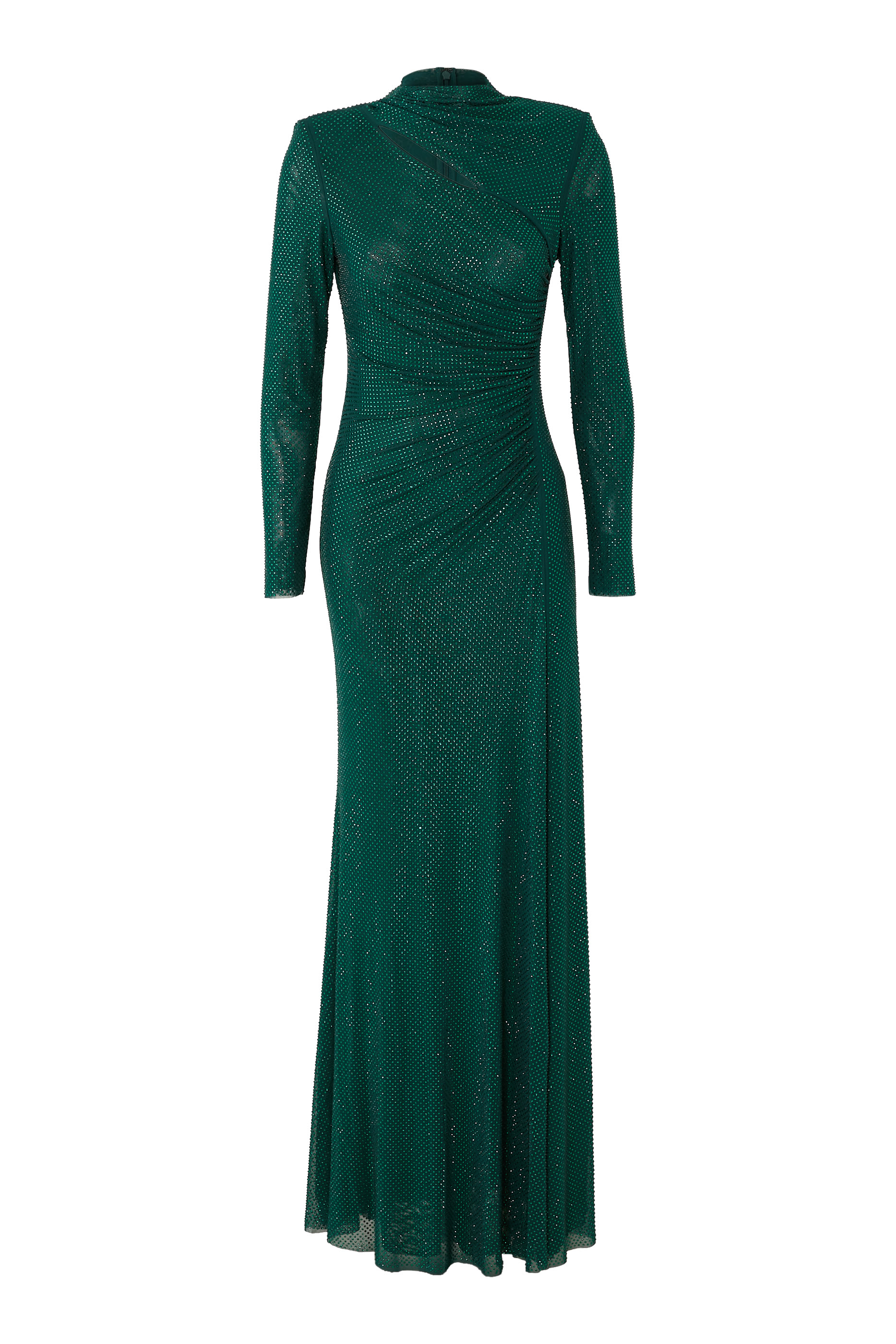 Rhinestone Mesh Cut Out Maxi Dress