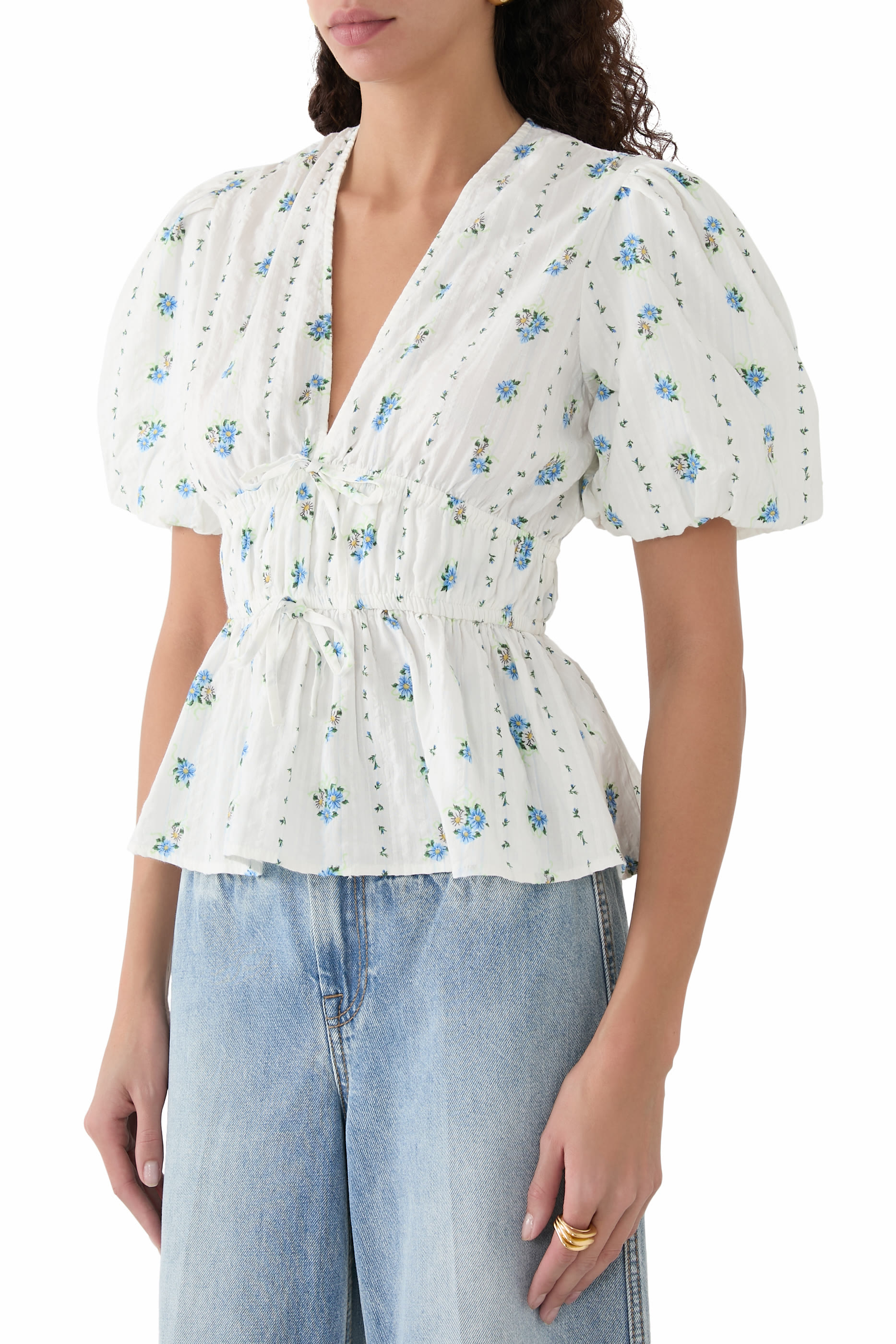 Floral Printed Tie Detail Top