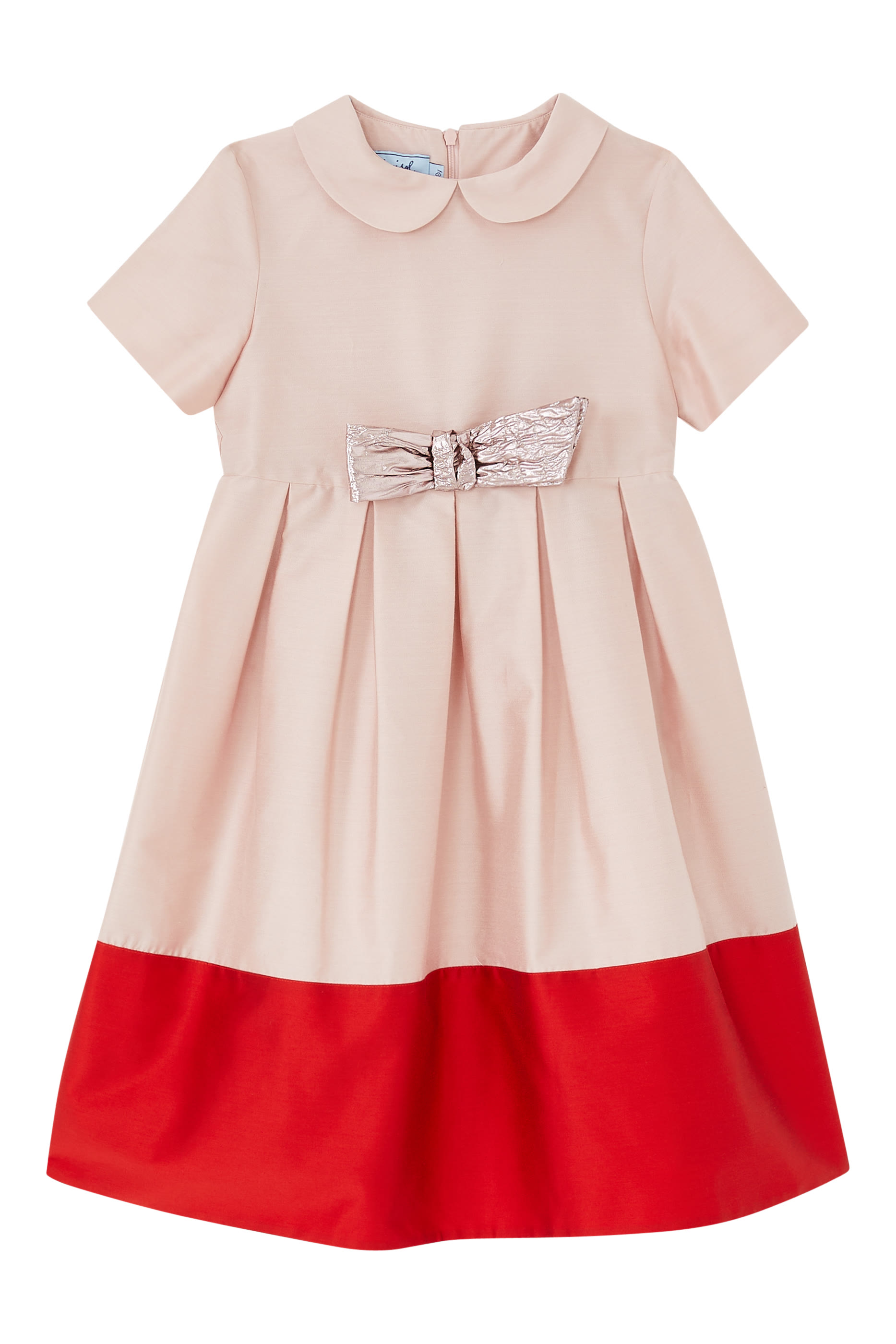 Kids Pleated Cotton-Satin Dress