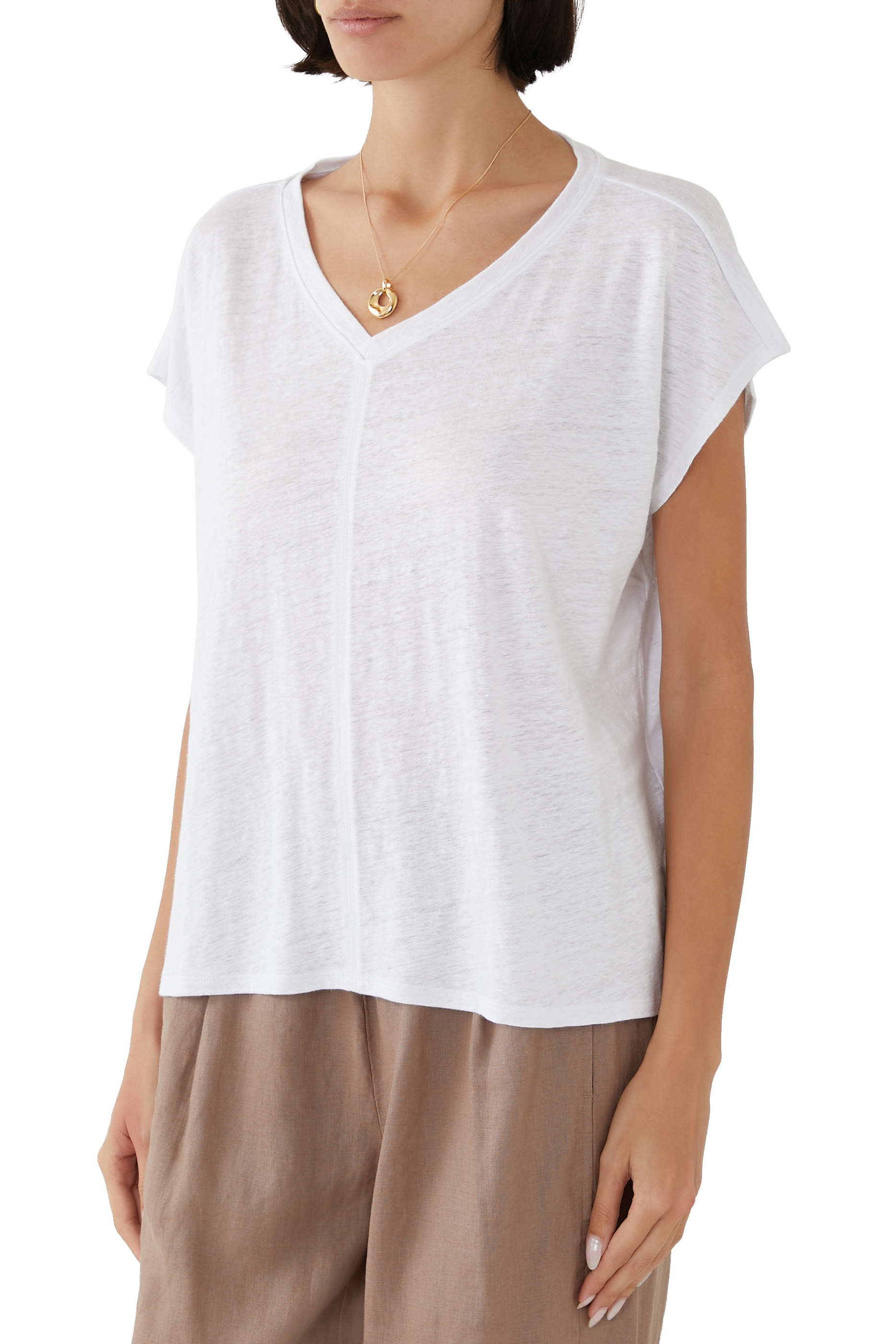 Organic Linen Jersey V-Neck T-Shirt