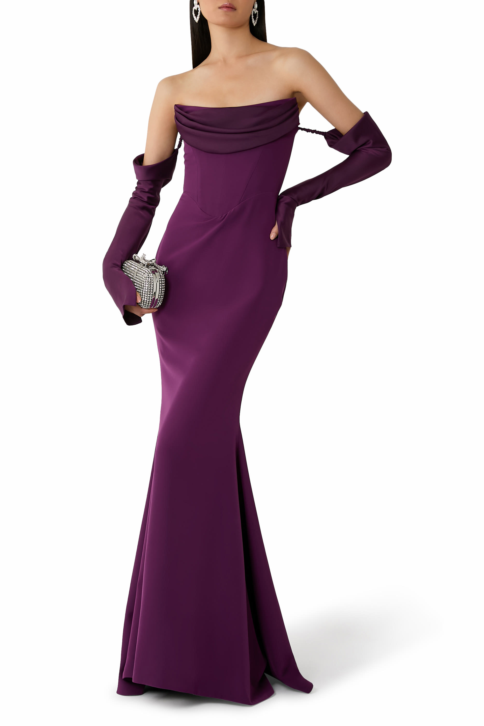 Raven Crepe Long Dress