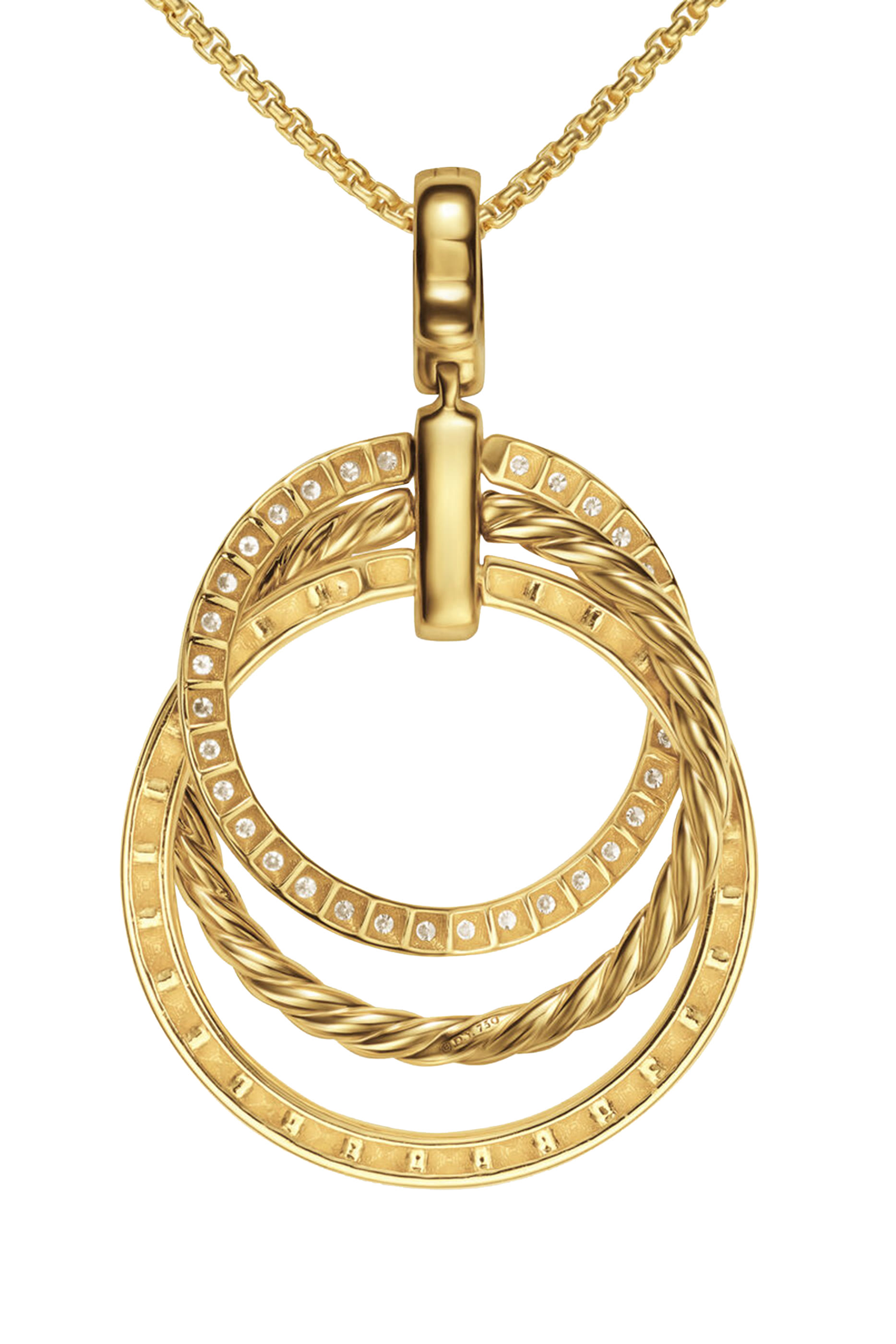 Crossover Trio Pendant Necklace, 18K Yellow Gold & Diamonds