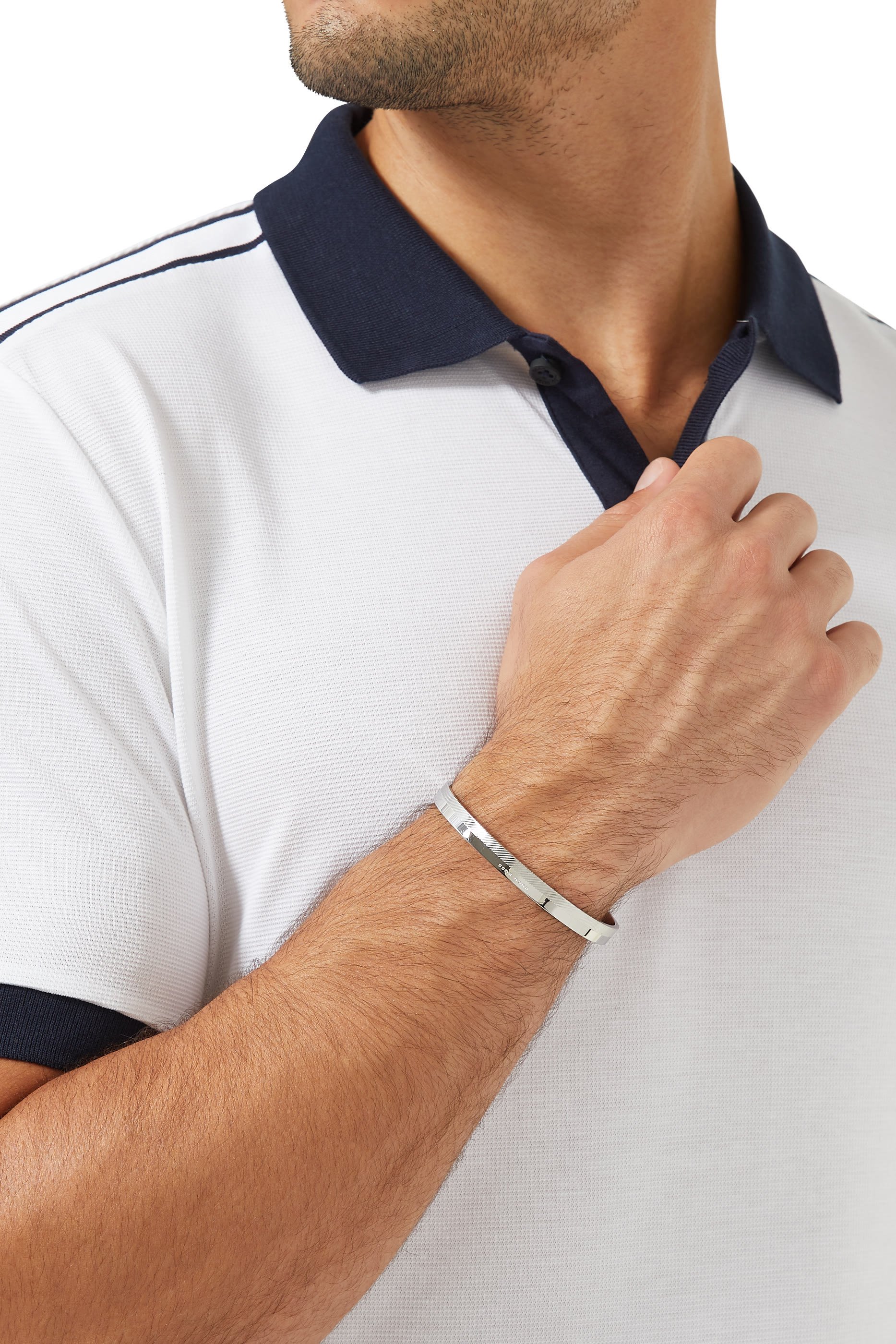 Etched Lines and Logo Cuff Bracelet