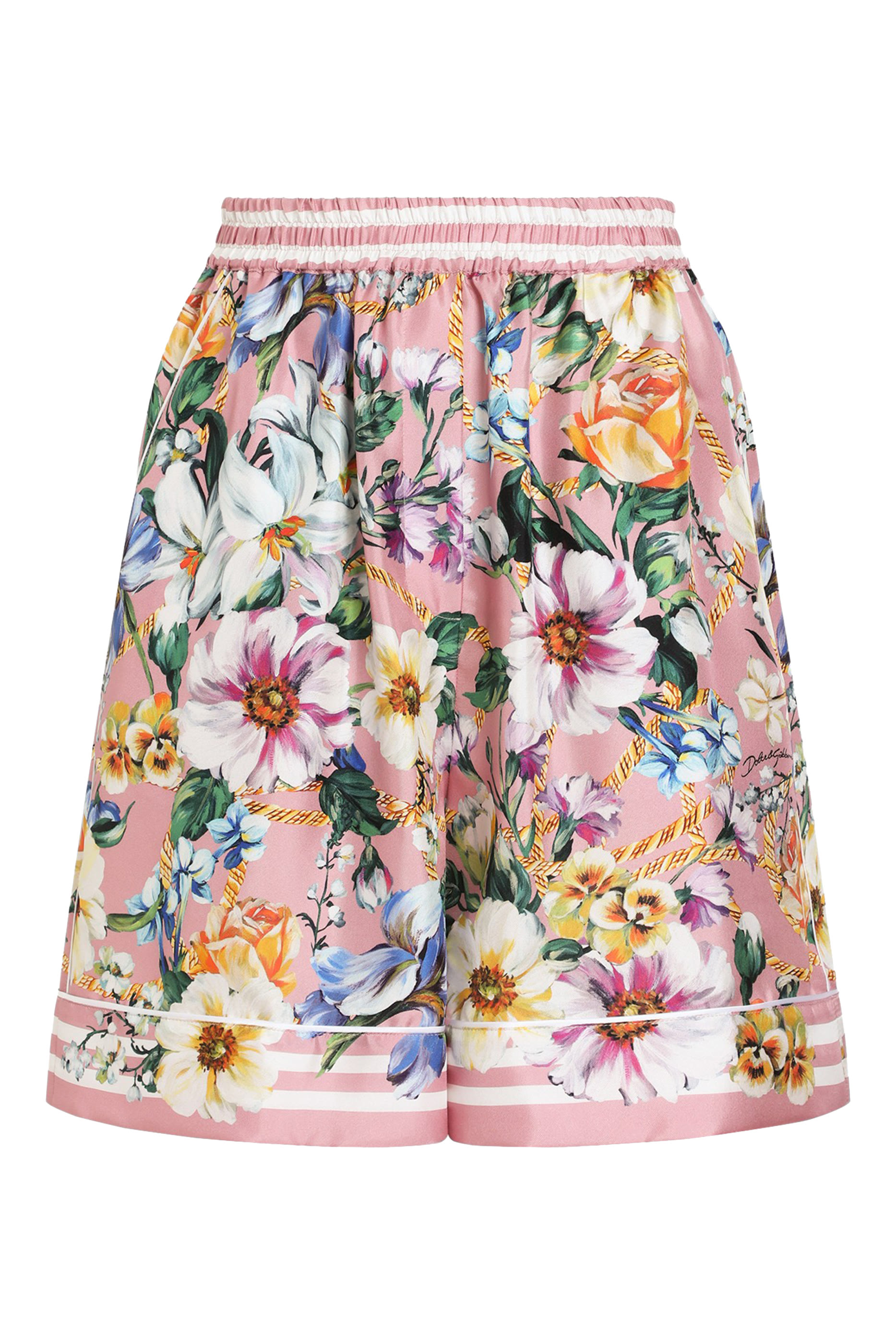 Floral-Print Silk Pajama Shorts