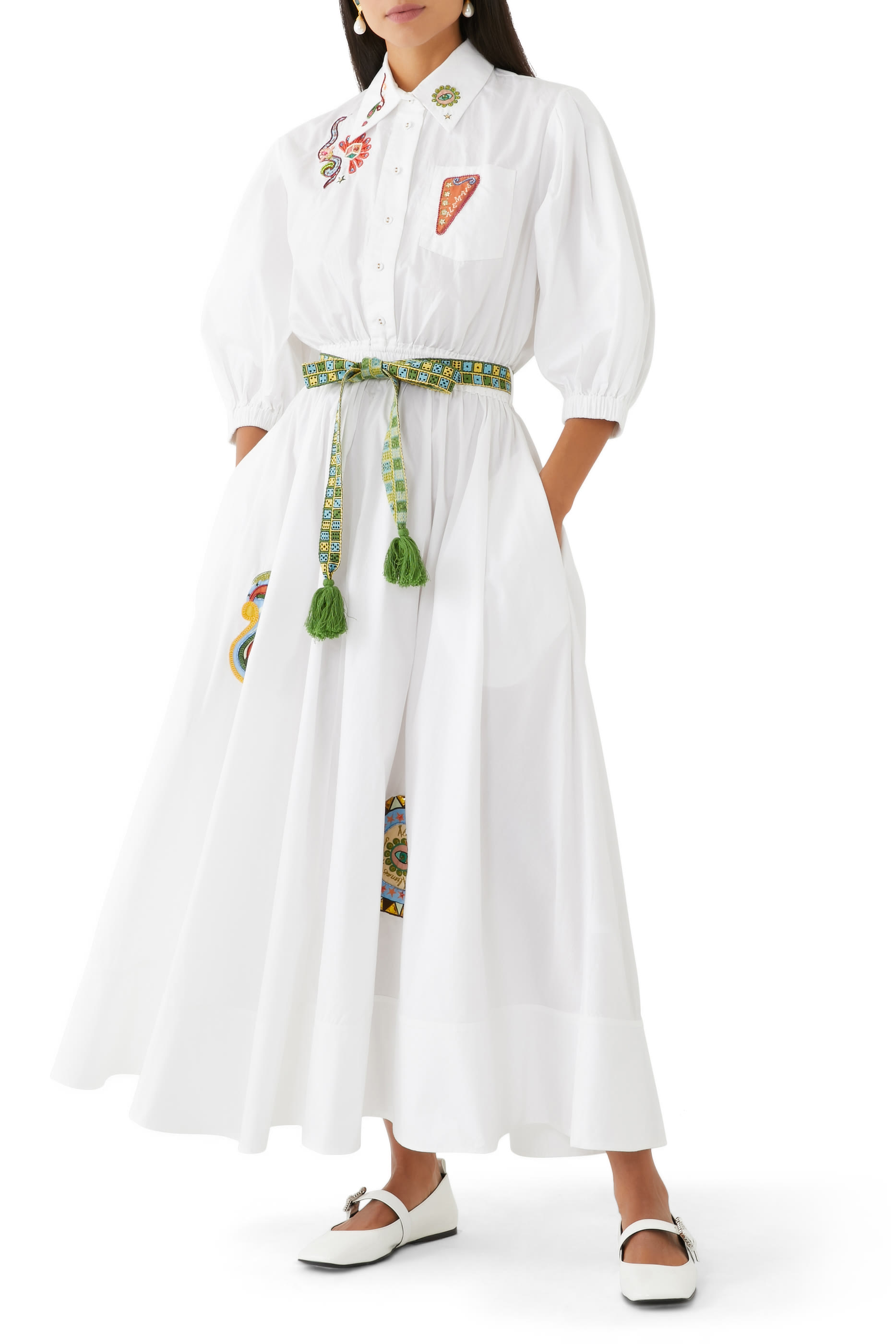 Strike Embroidered Midi Dress