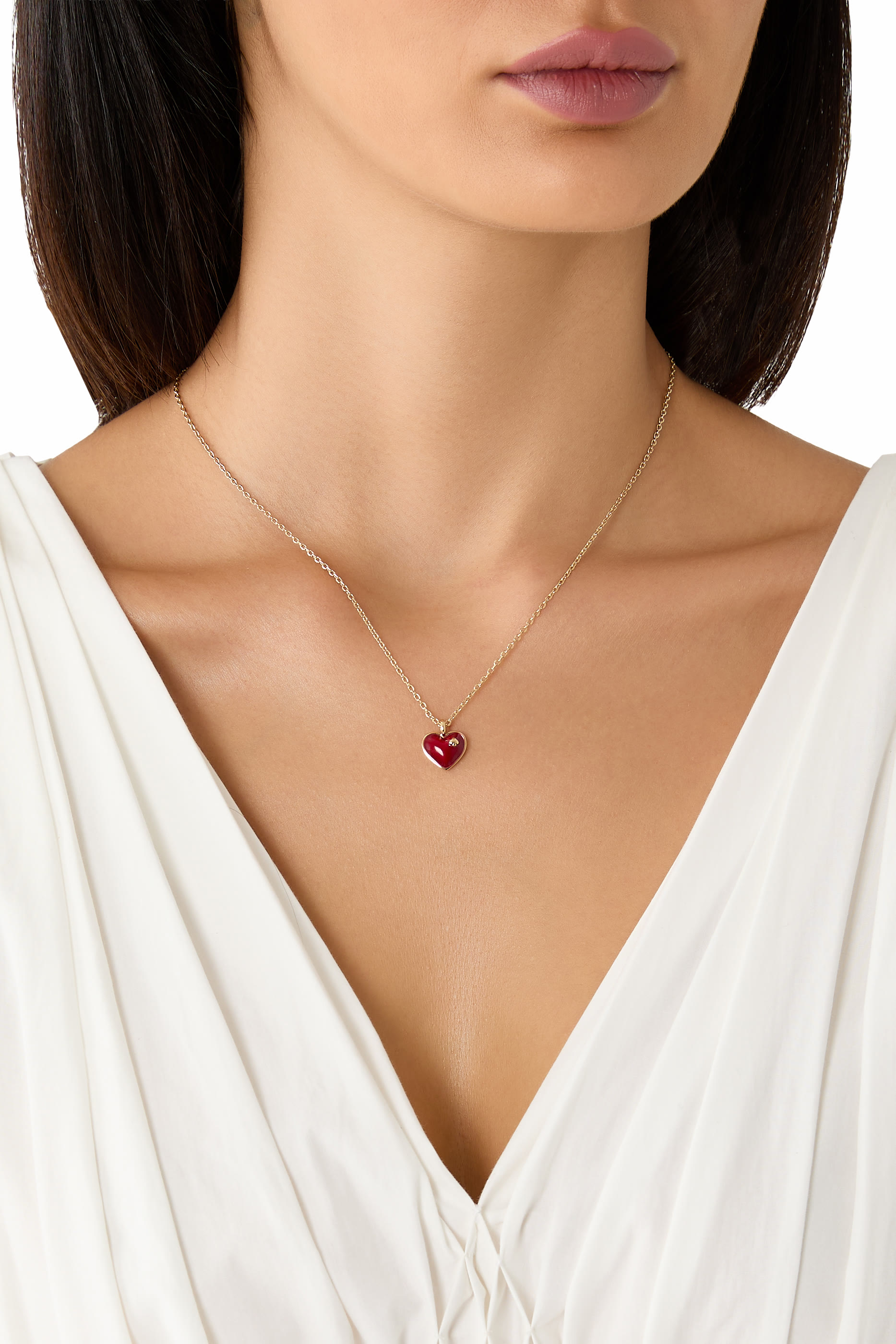 Heart and Spade Pendant Necklace, Enamel