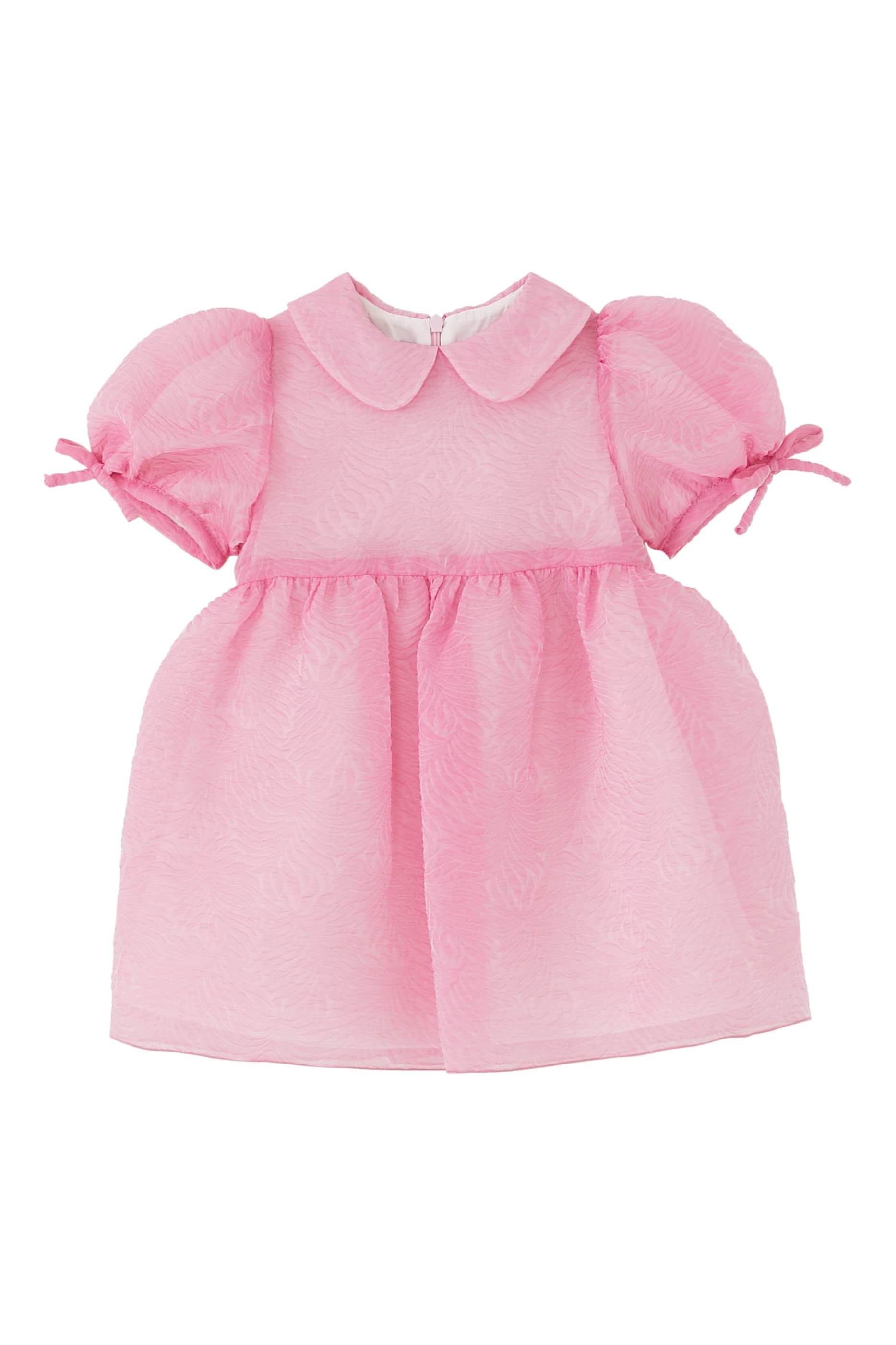 Kids Puff-Sleeve Textured Organza Dress