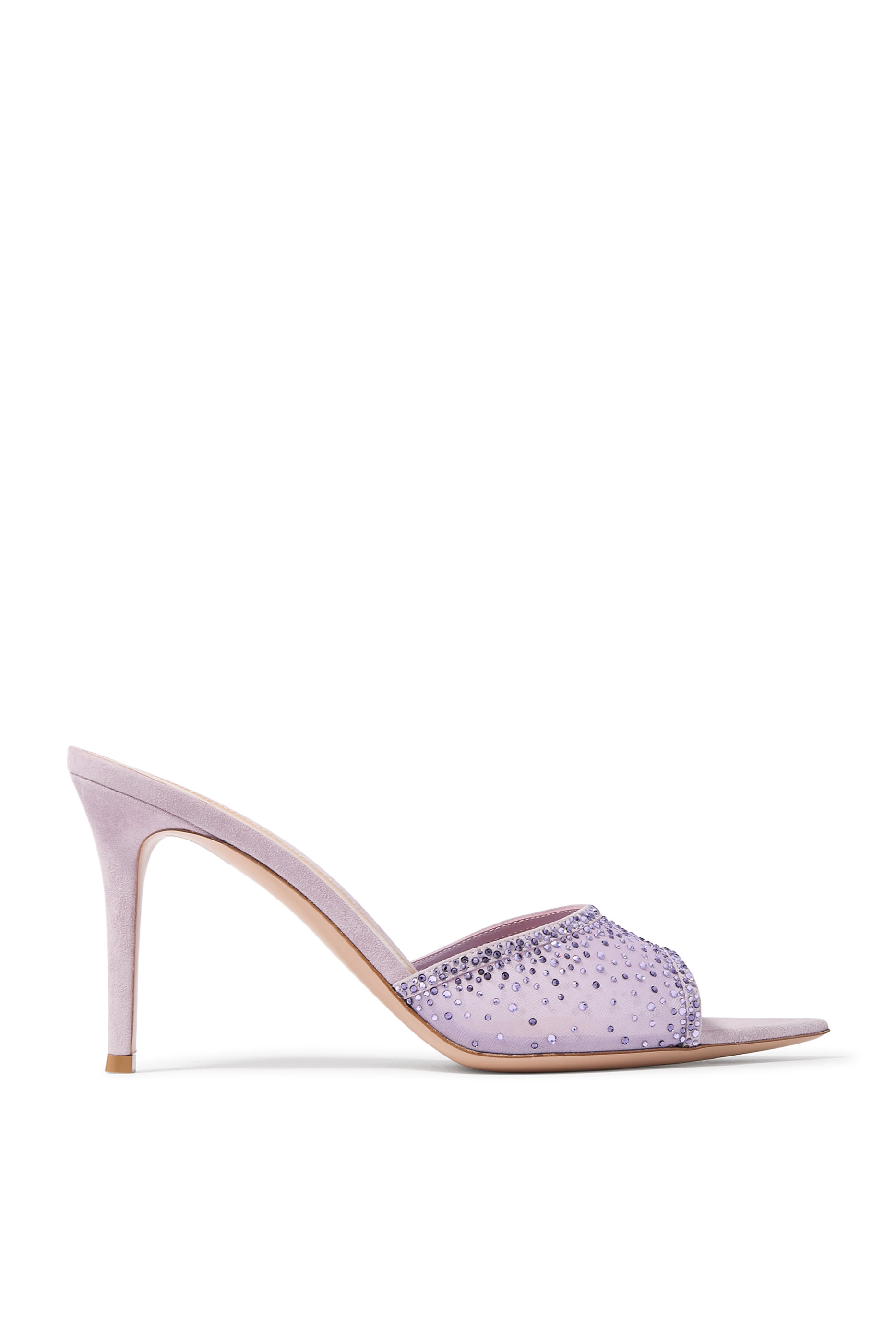 Rania 85 Embellished Mules in Suede and Organza 