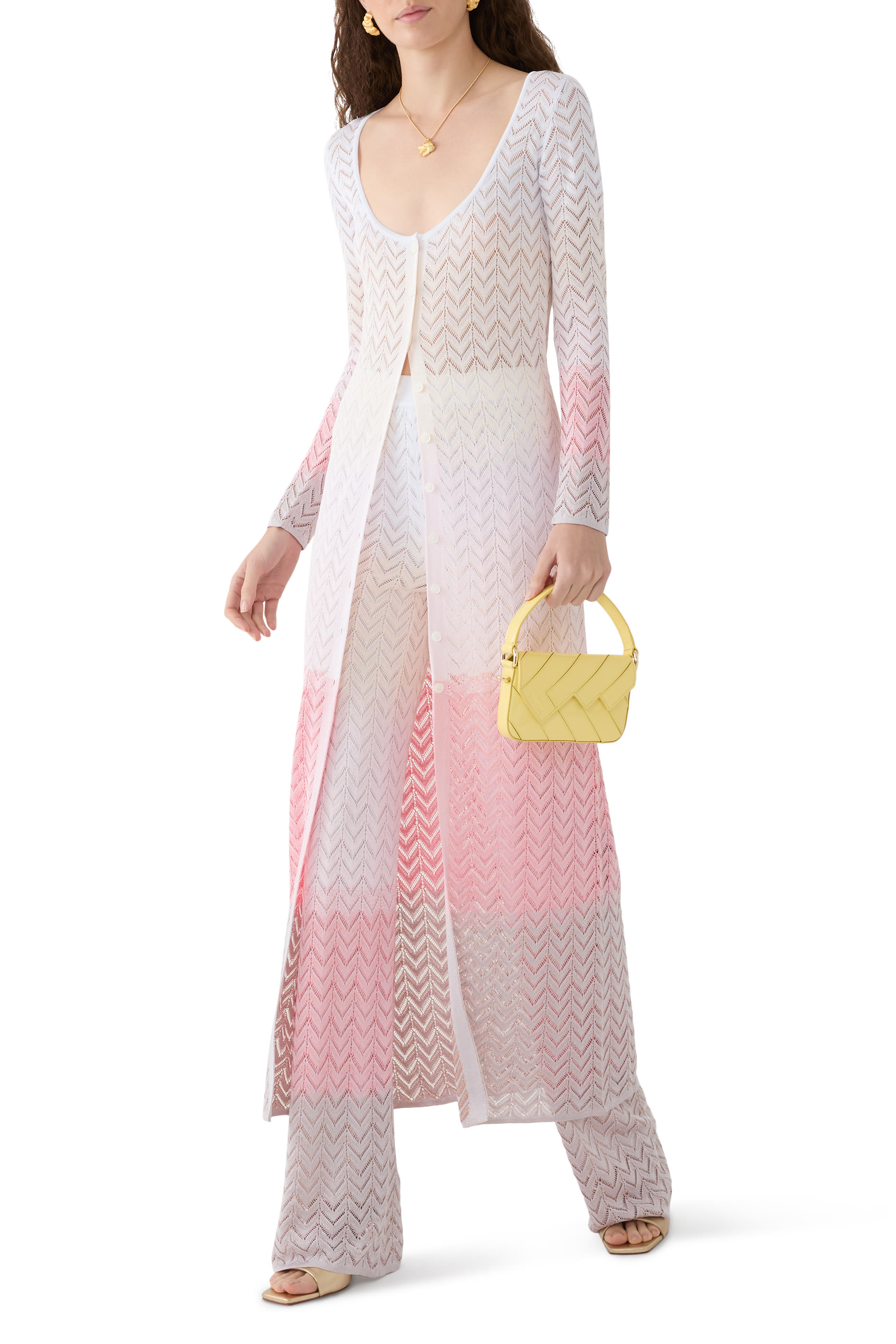 Gradient Chevron Viscose Long Cardigan