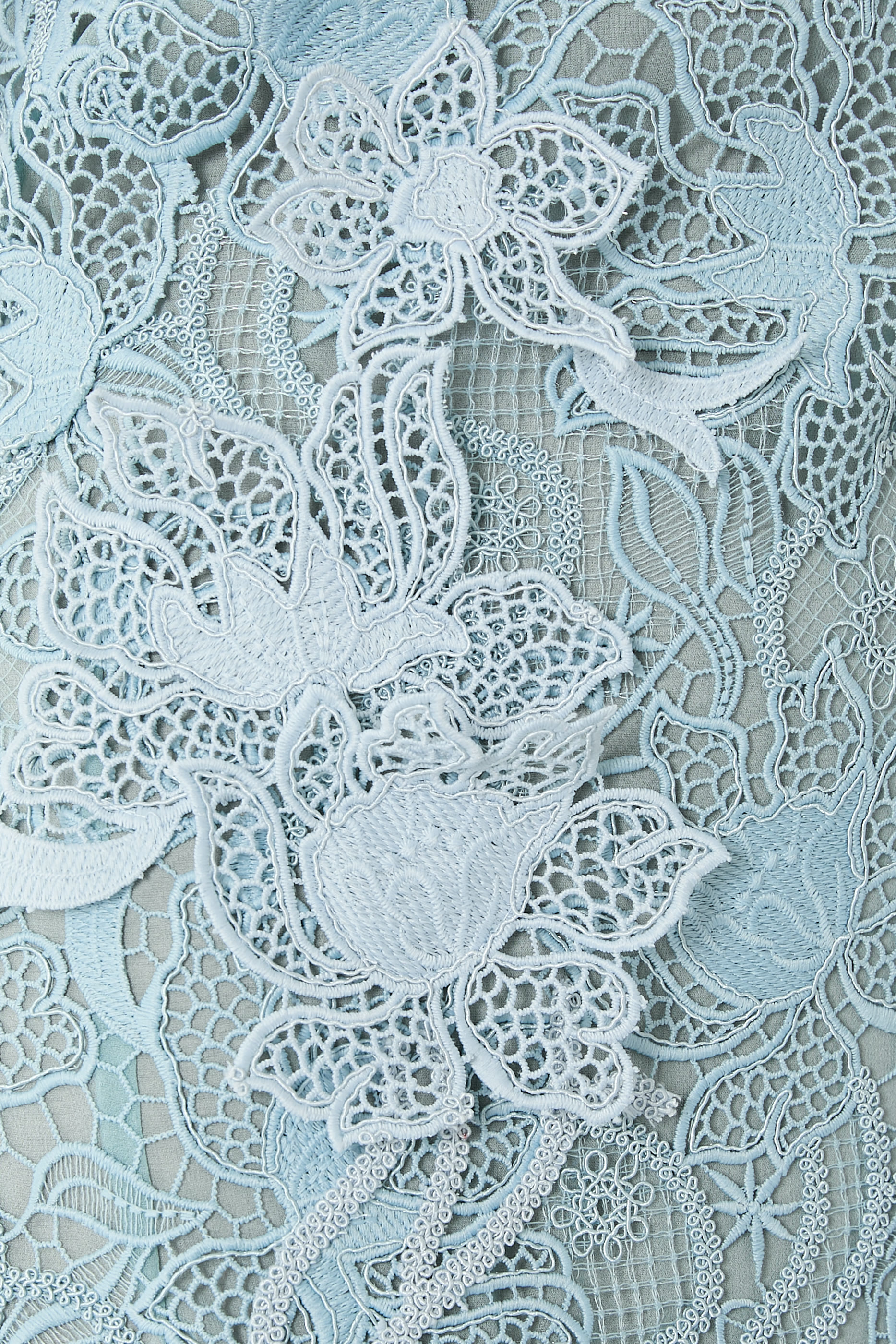 Long Sleeve Corded Botanical Guipure Gown