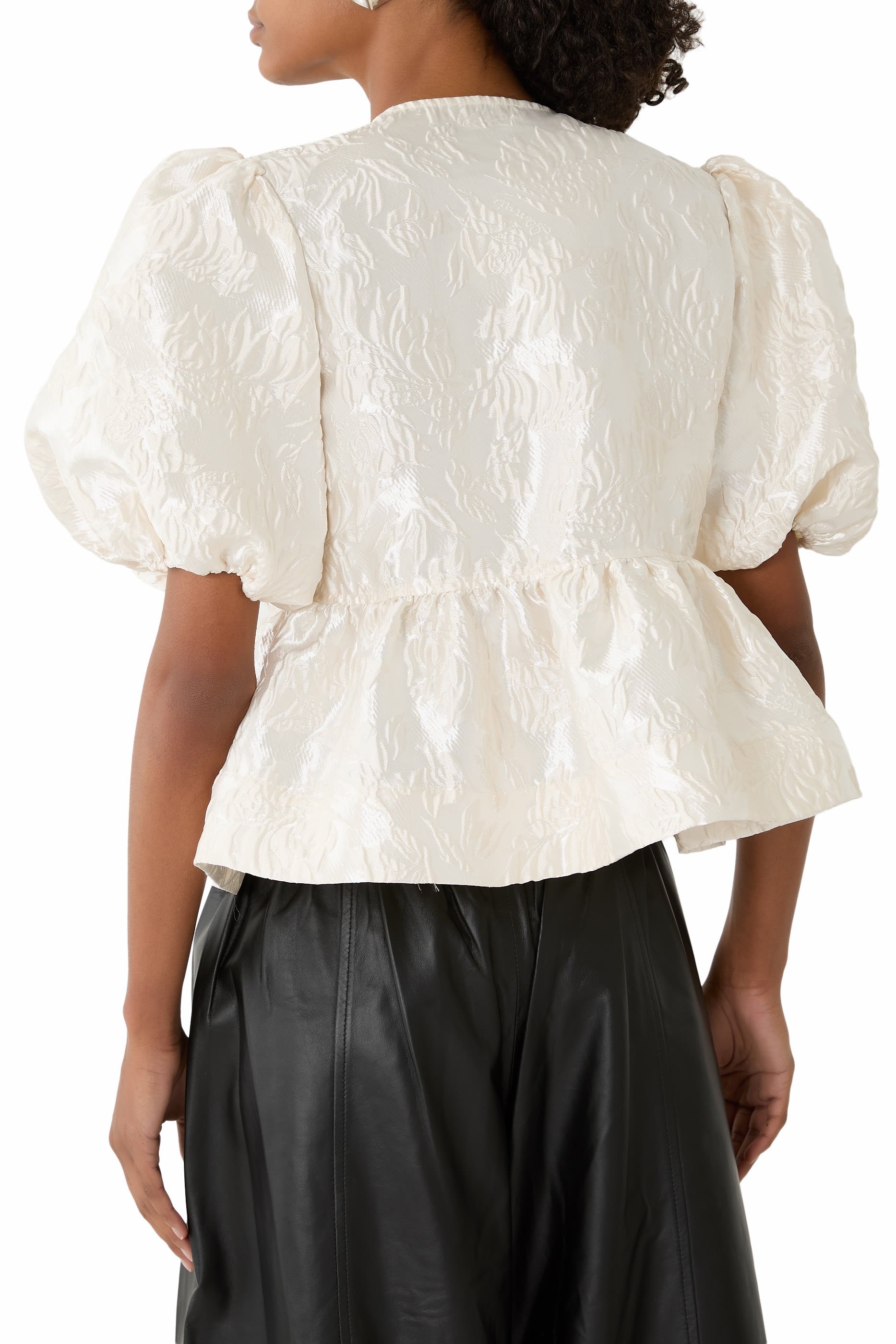 Satin Peplum Tie Blouse