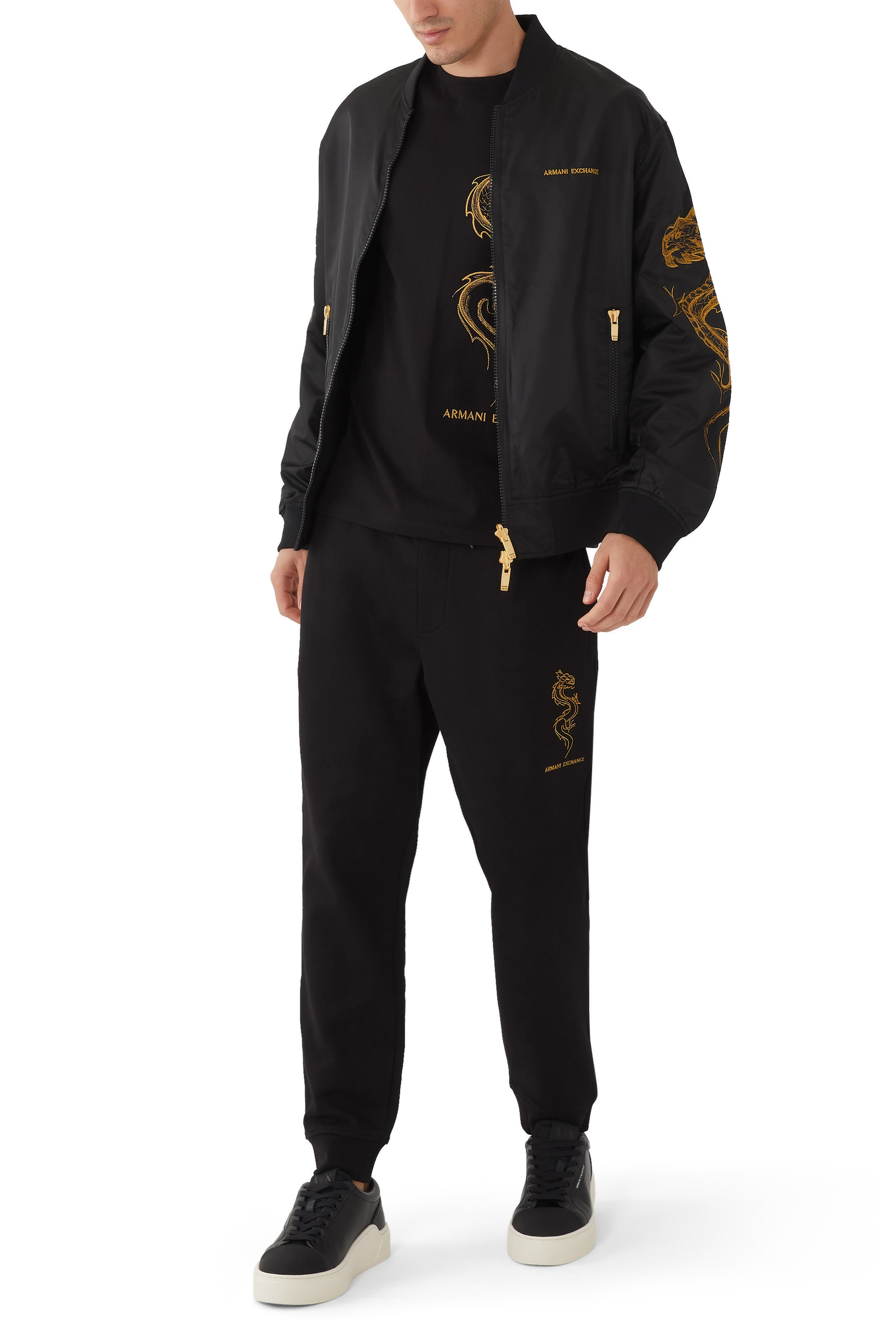 Dragon Embroidery Cotton Jersey Sweatpants