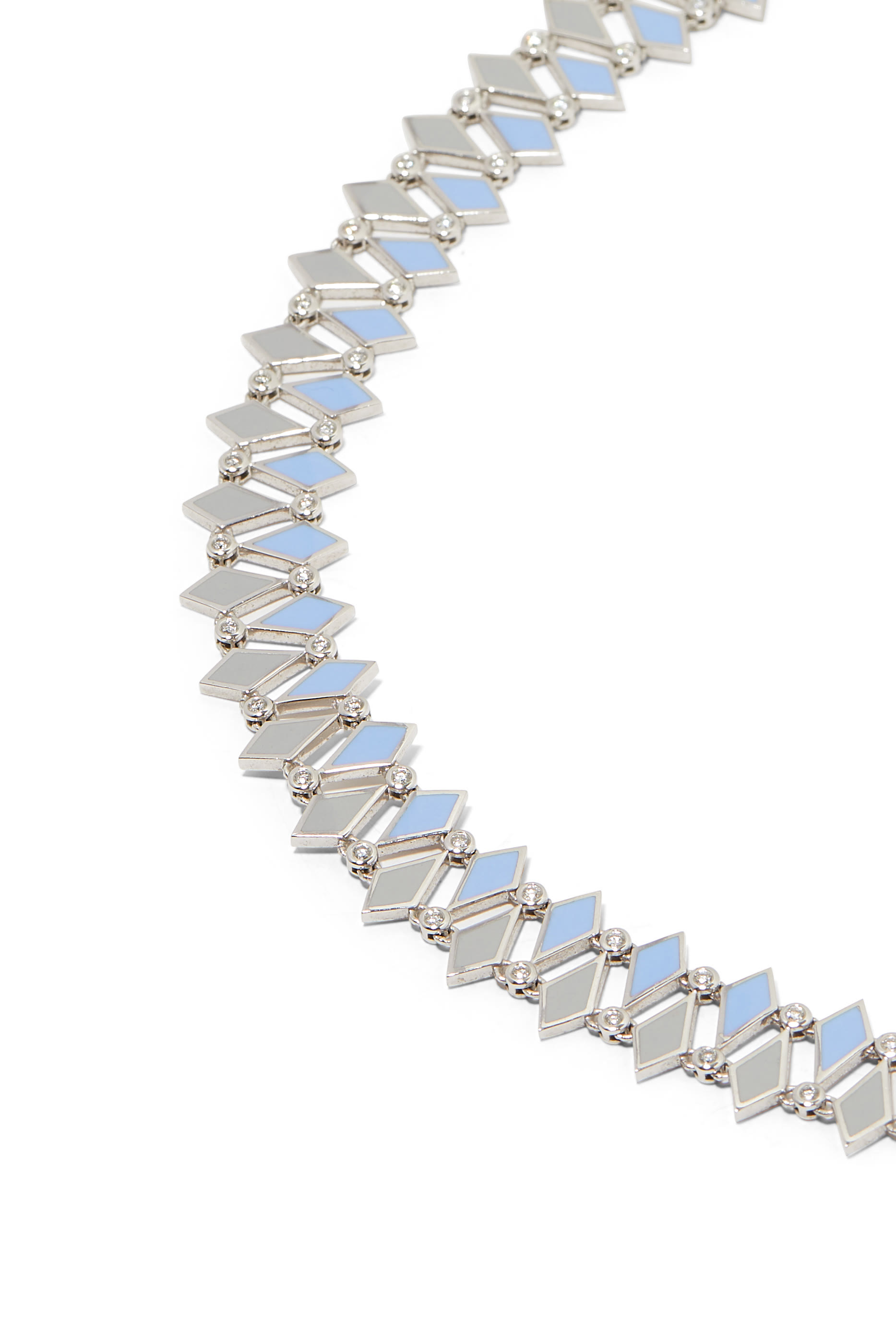 Double Line Mosaic Choker, 18K White Gold & Diamonds