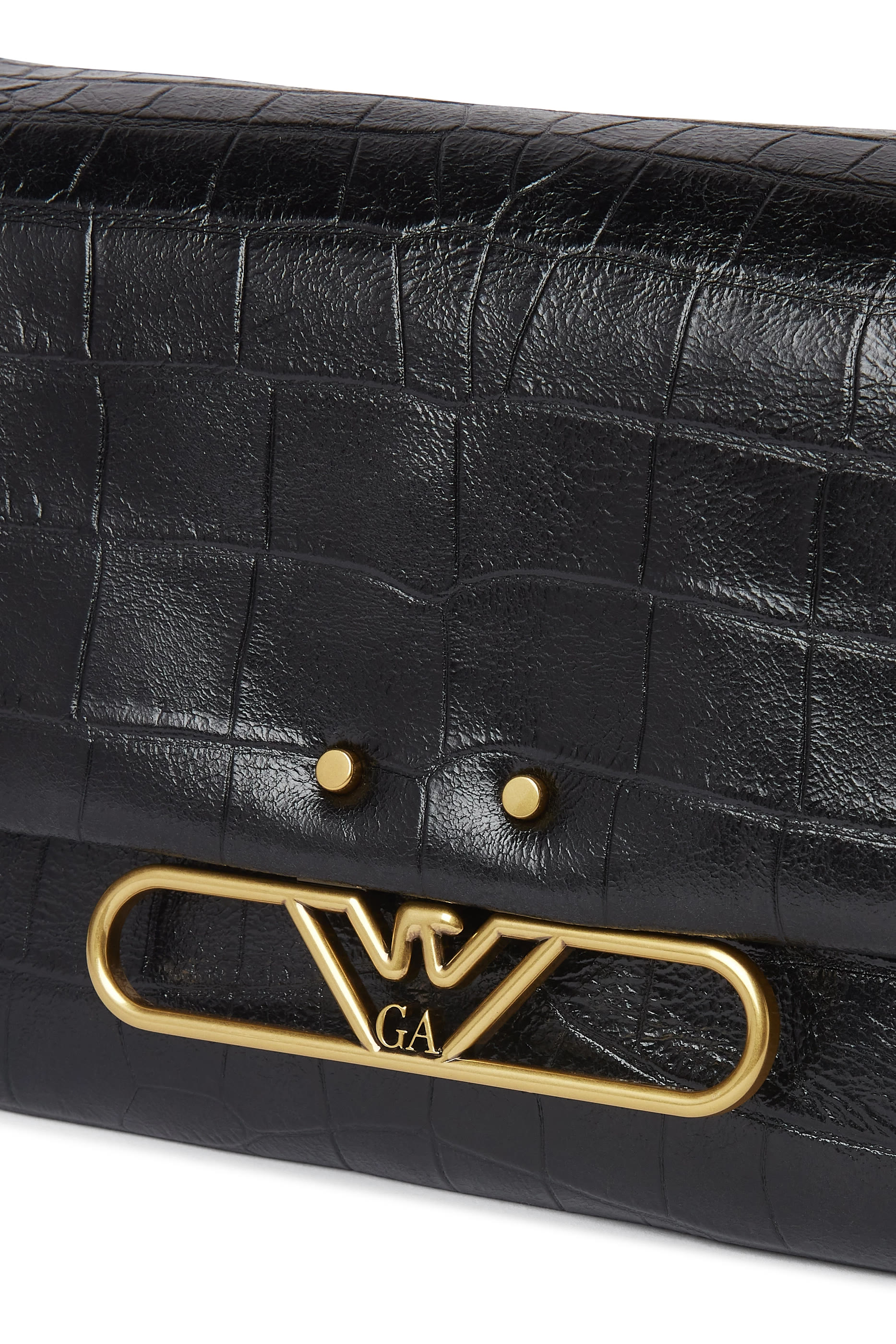  Eagle Logo Crossbody Bag in Croc-Embossed Leather 