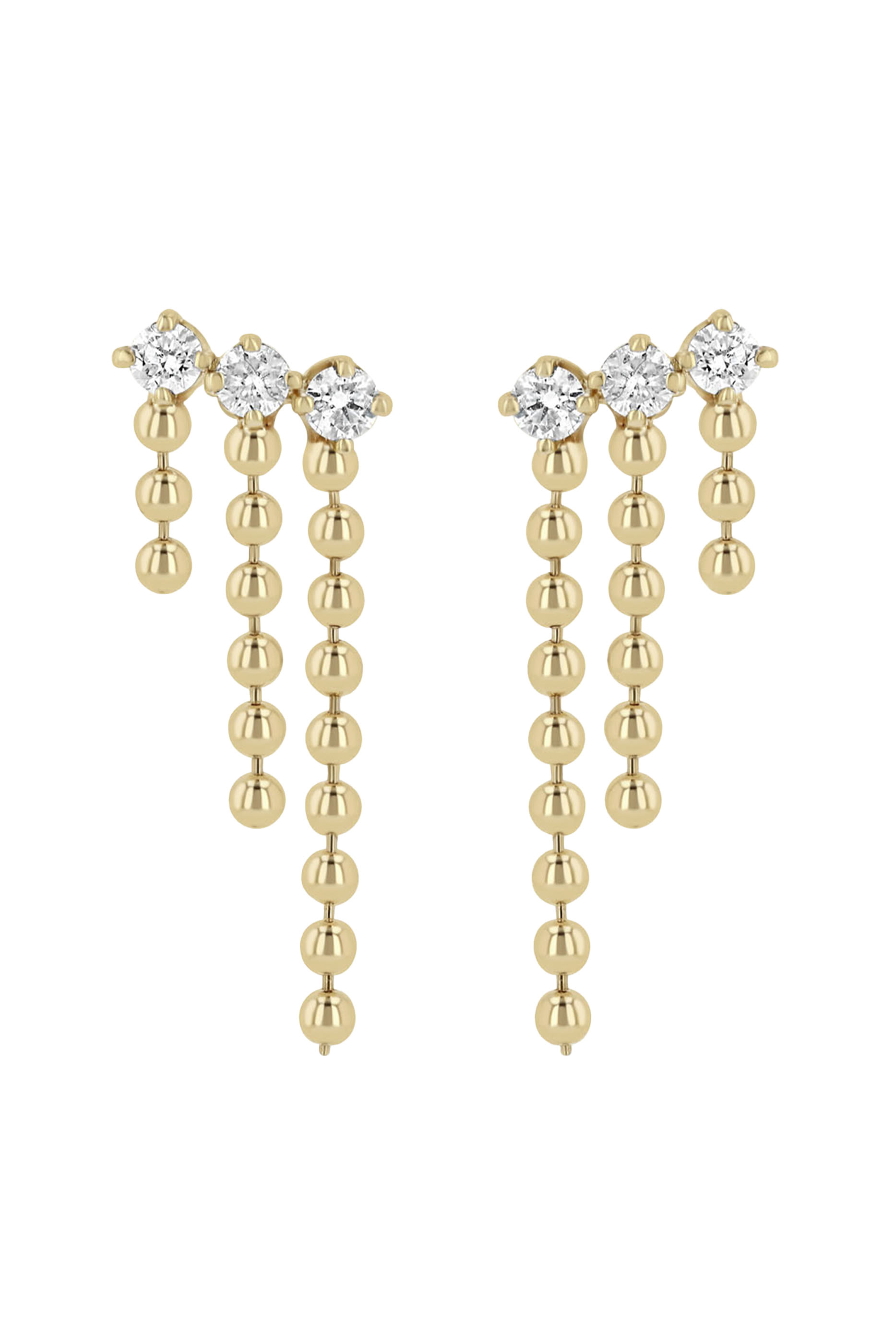 Linked Prong Diamond Waterfall Earrings, 14K Yellow Gold