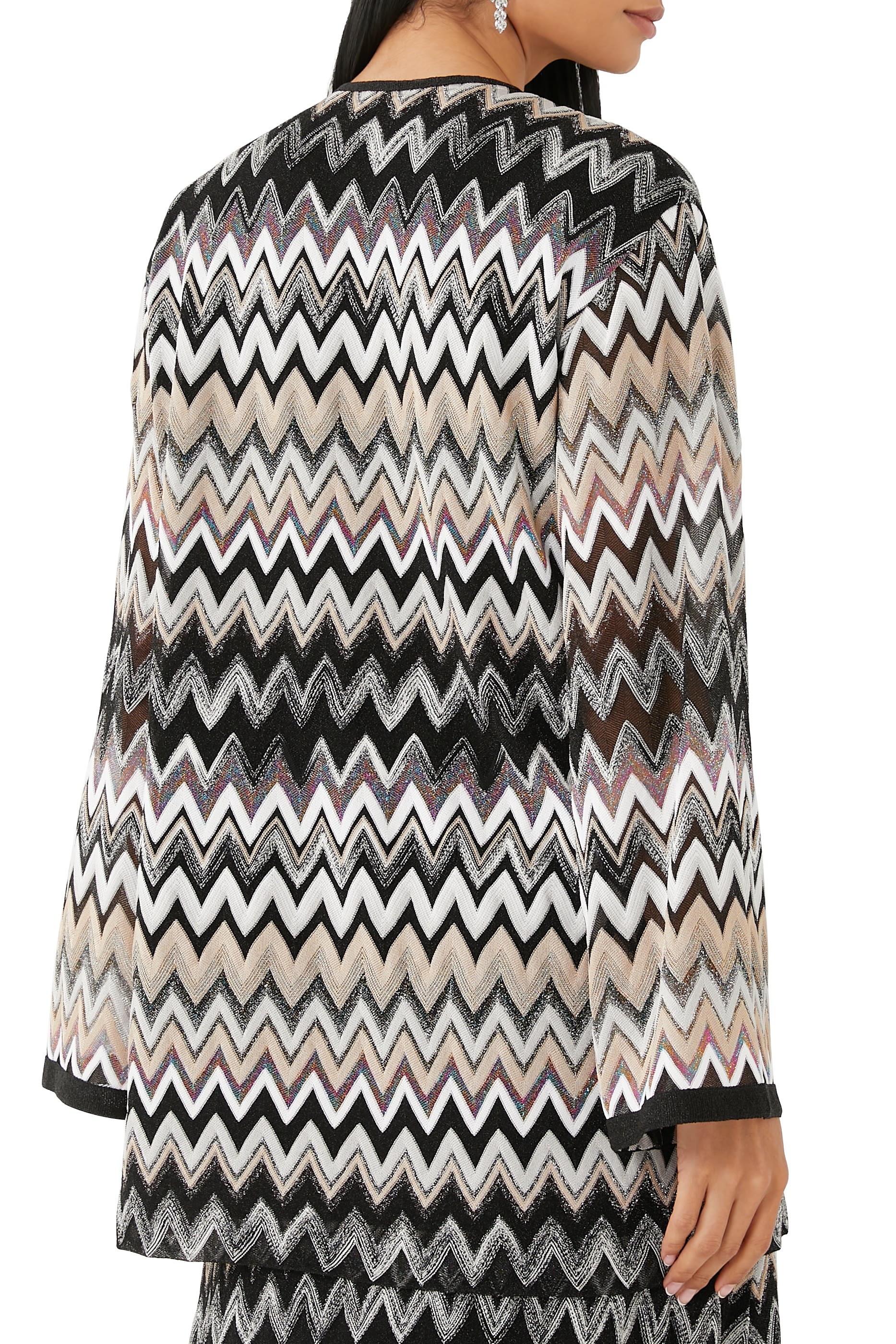 Zig-Zag Lame Long-Sleeve Top