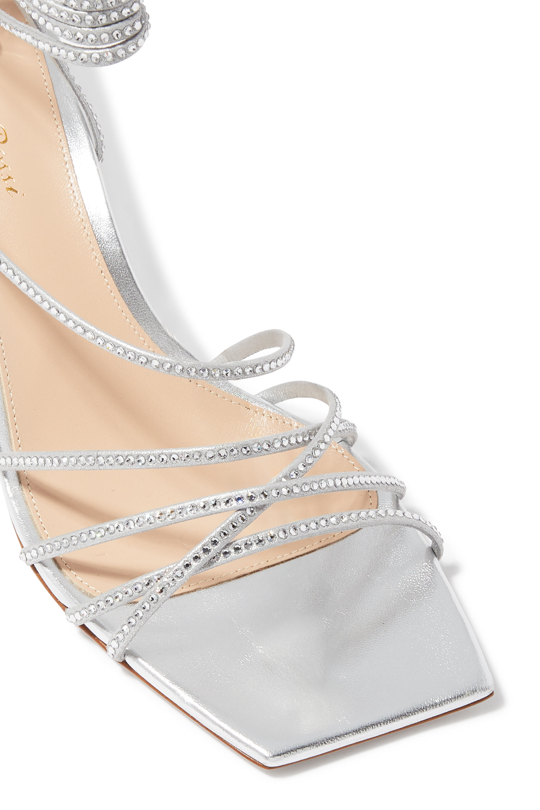 Strass Strap Leather Sandals 70