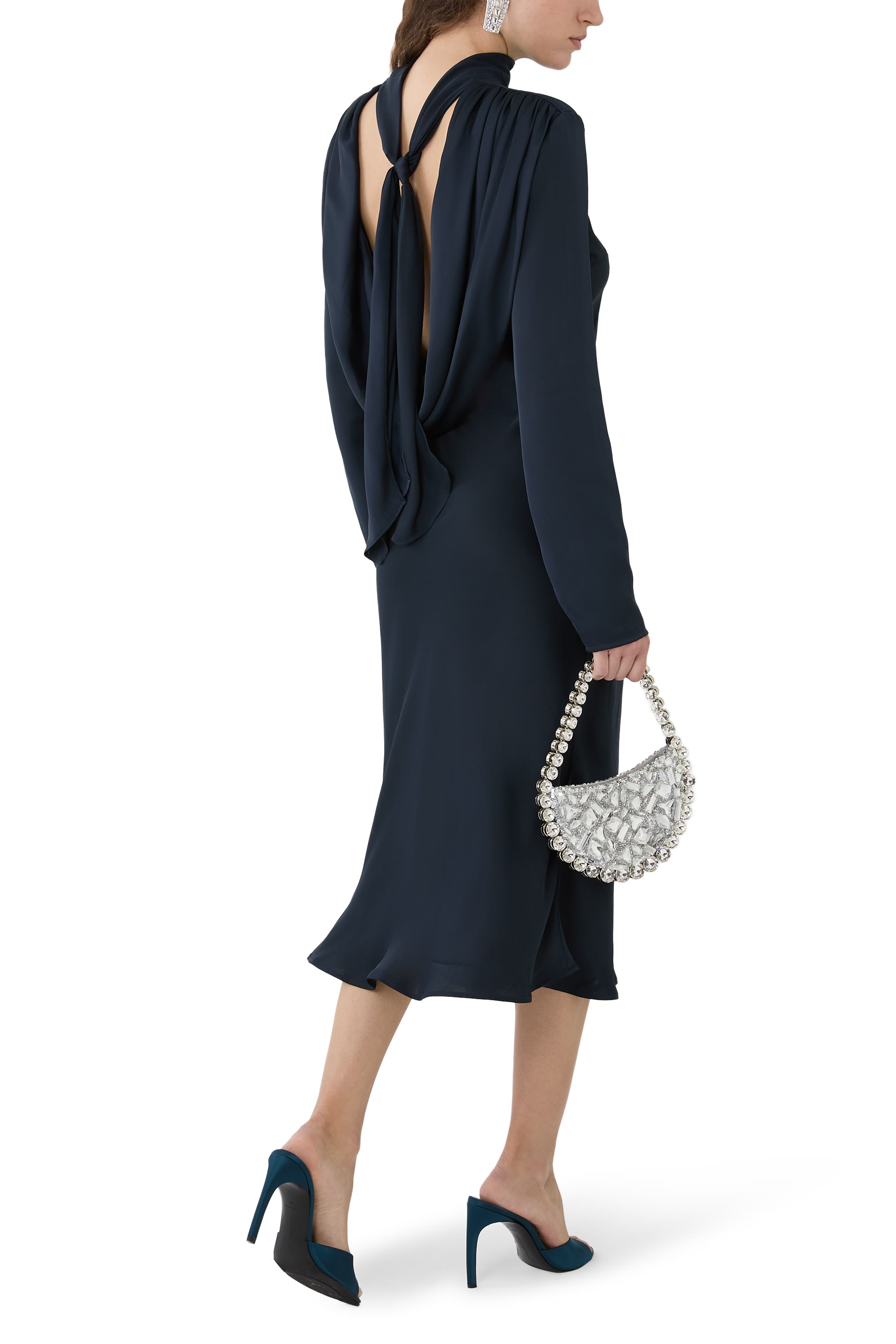 Satin Midi Drapy Dress 