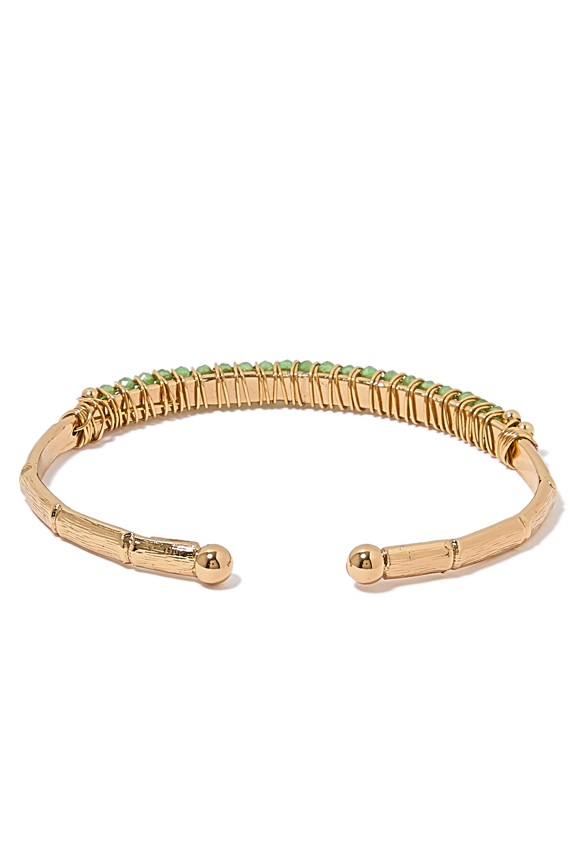 Lyre Bangle Bracelet, Gold-Plated & Gemstones