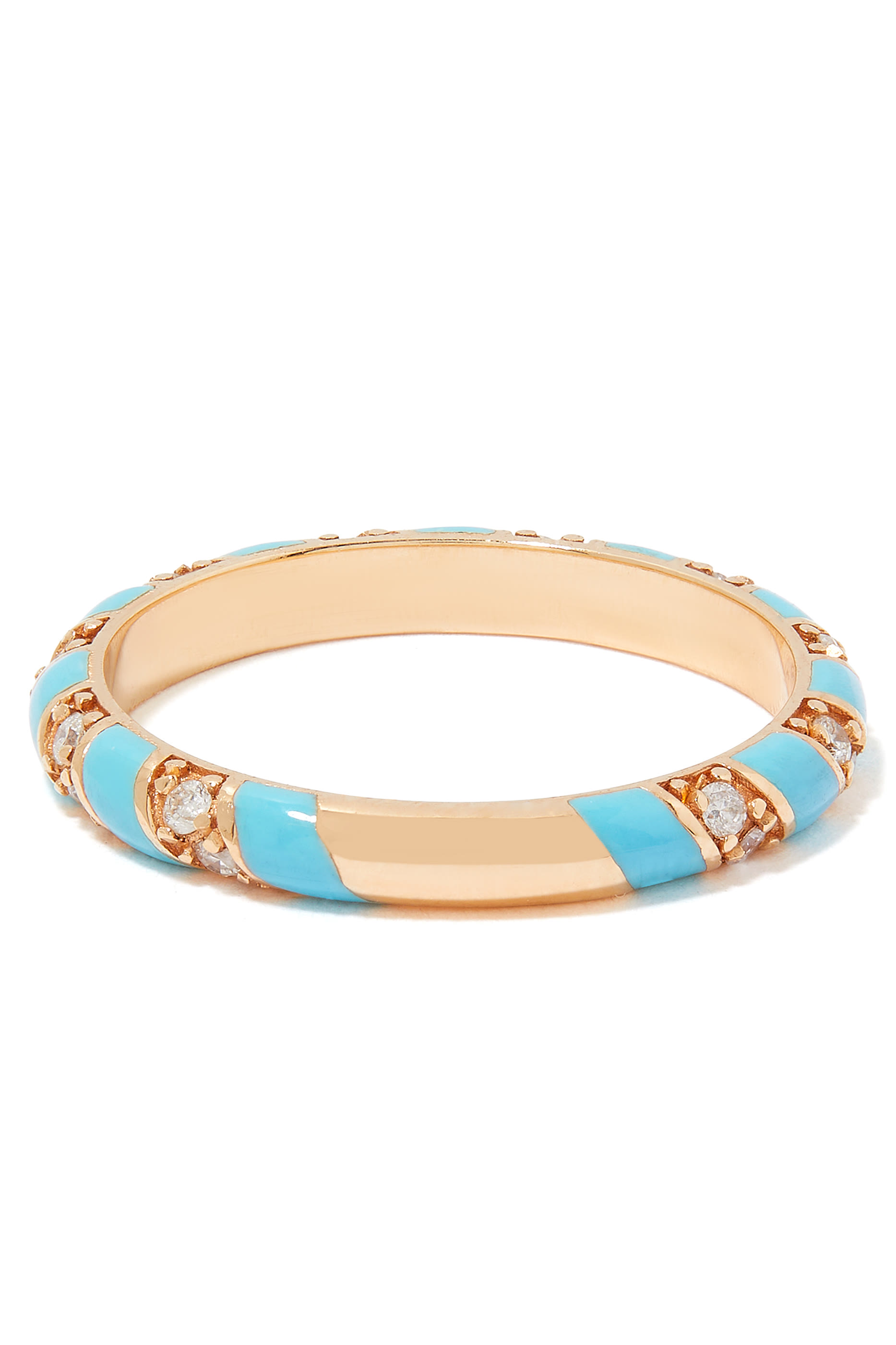 Tornado Ring, 18k Rose Gold with Enamel & Diamonds