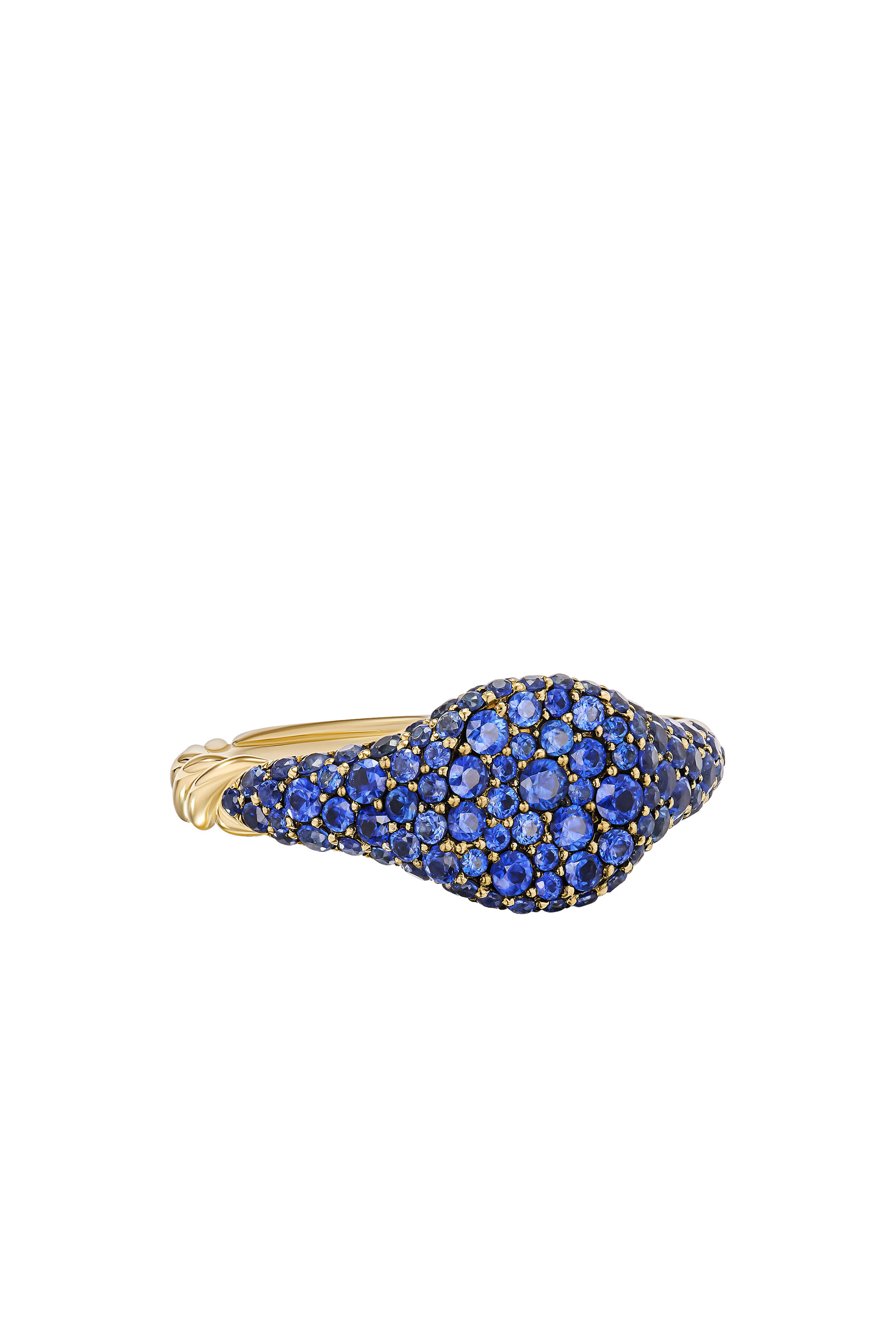 Pinky Petite Pave Ring, 18k Yellow Gold & Sapphires