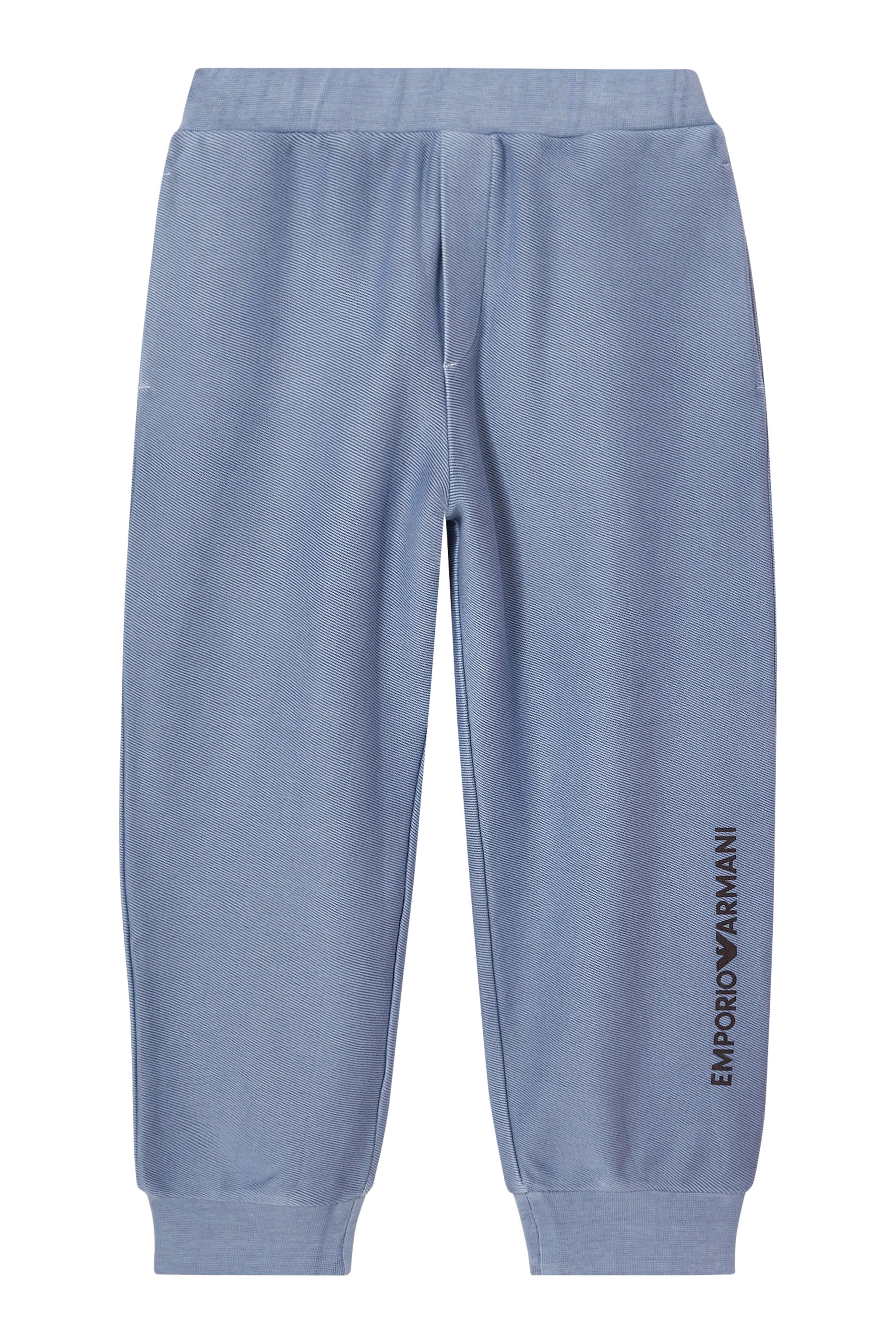 Kids Diagonal Cotton Jersey Joggers with Ribbed Cuffs
