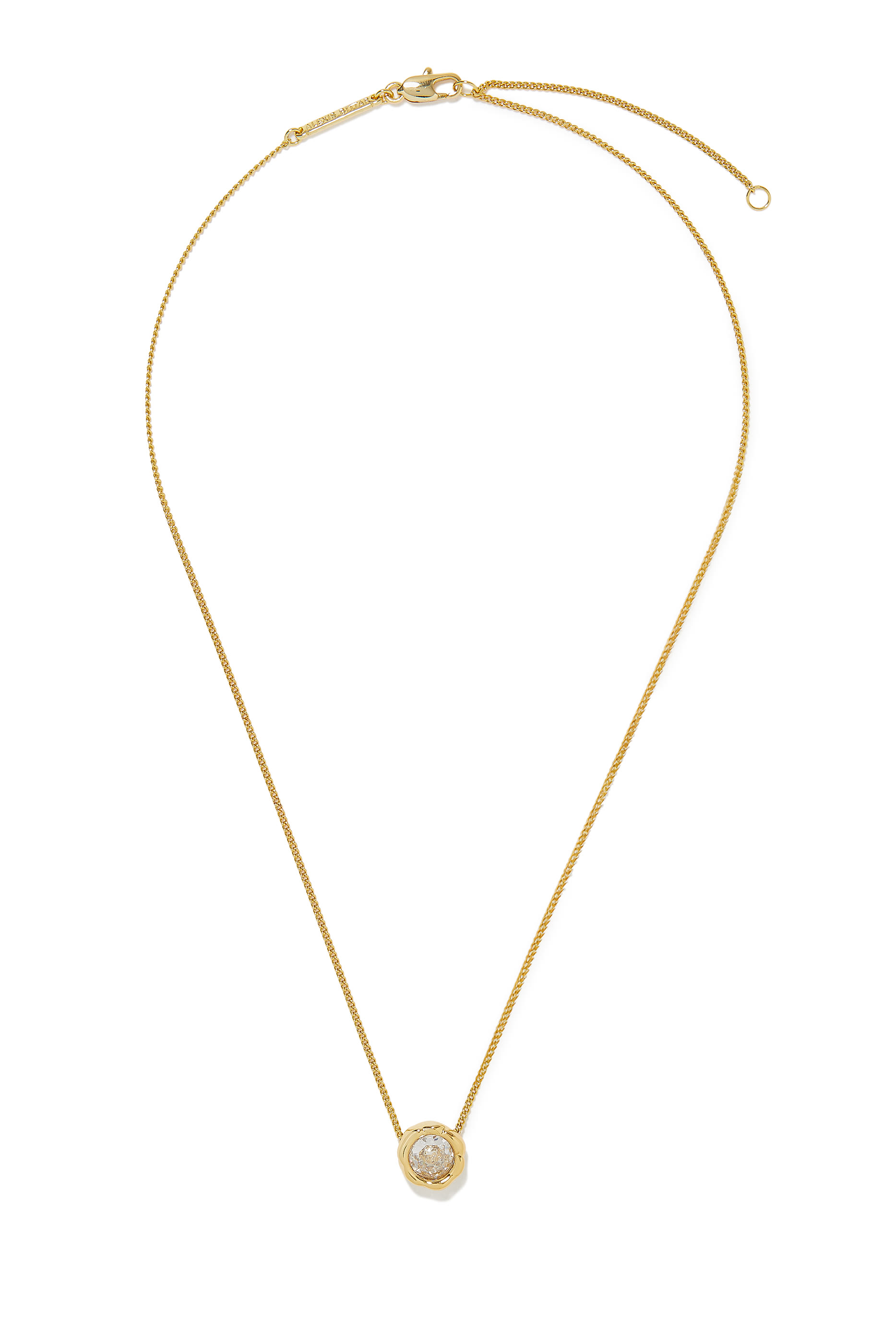 Asterales Solitaire Necklace, 14k Gold Molten Cubic Zirconia
