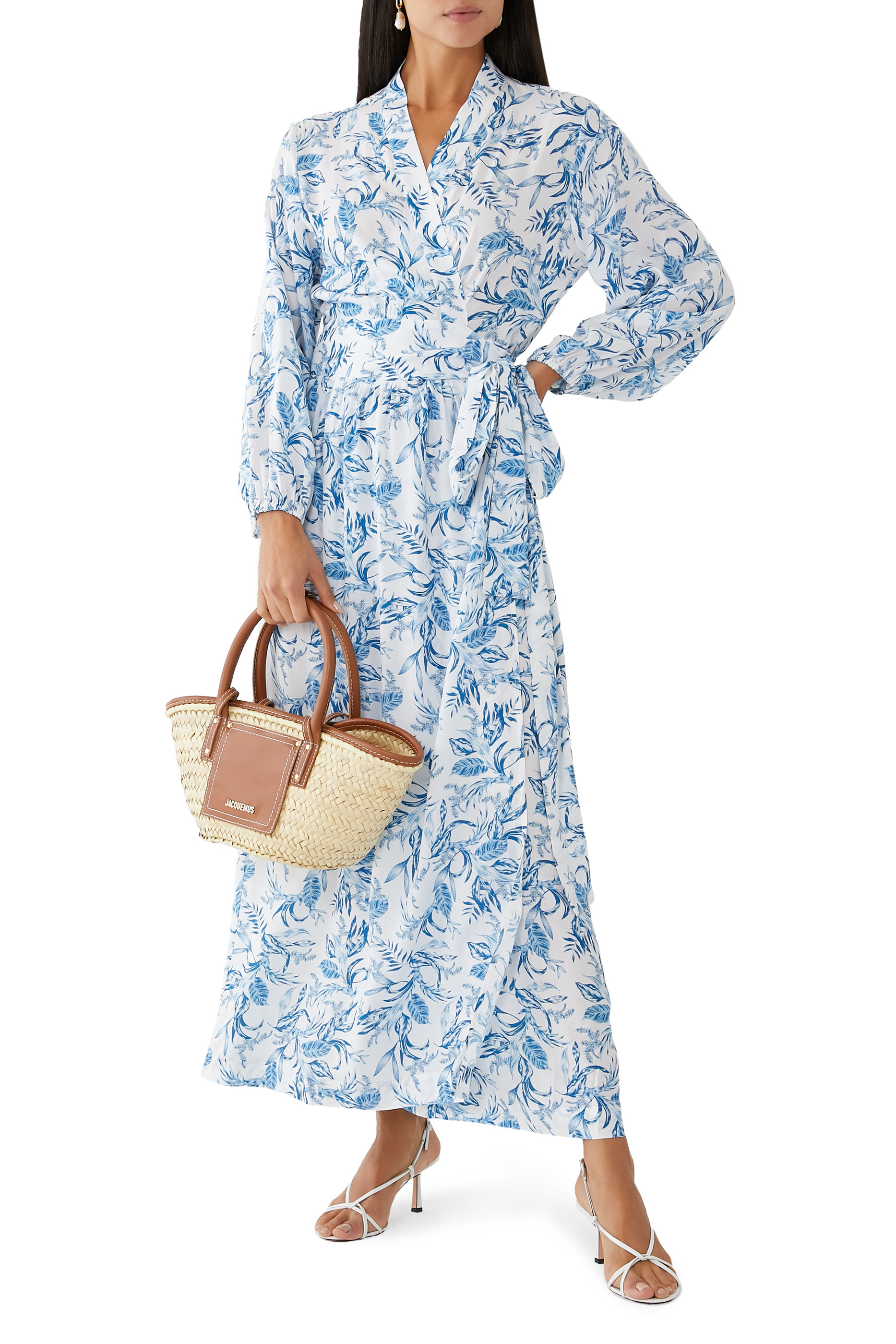 Rachel Blue Leaf Maxi Dress