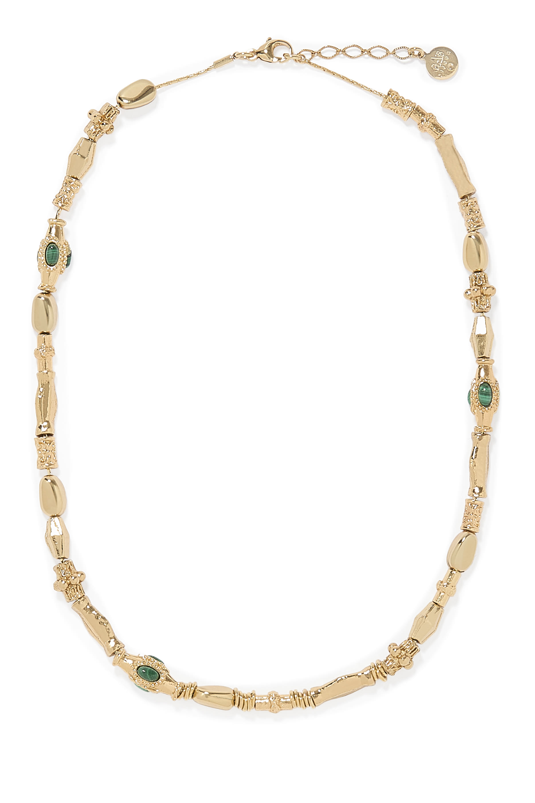 Kali Cabochons Necklace, Gold-Plated & Malachite