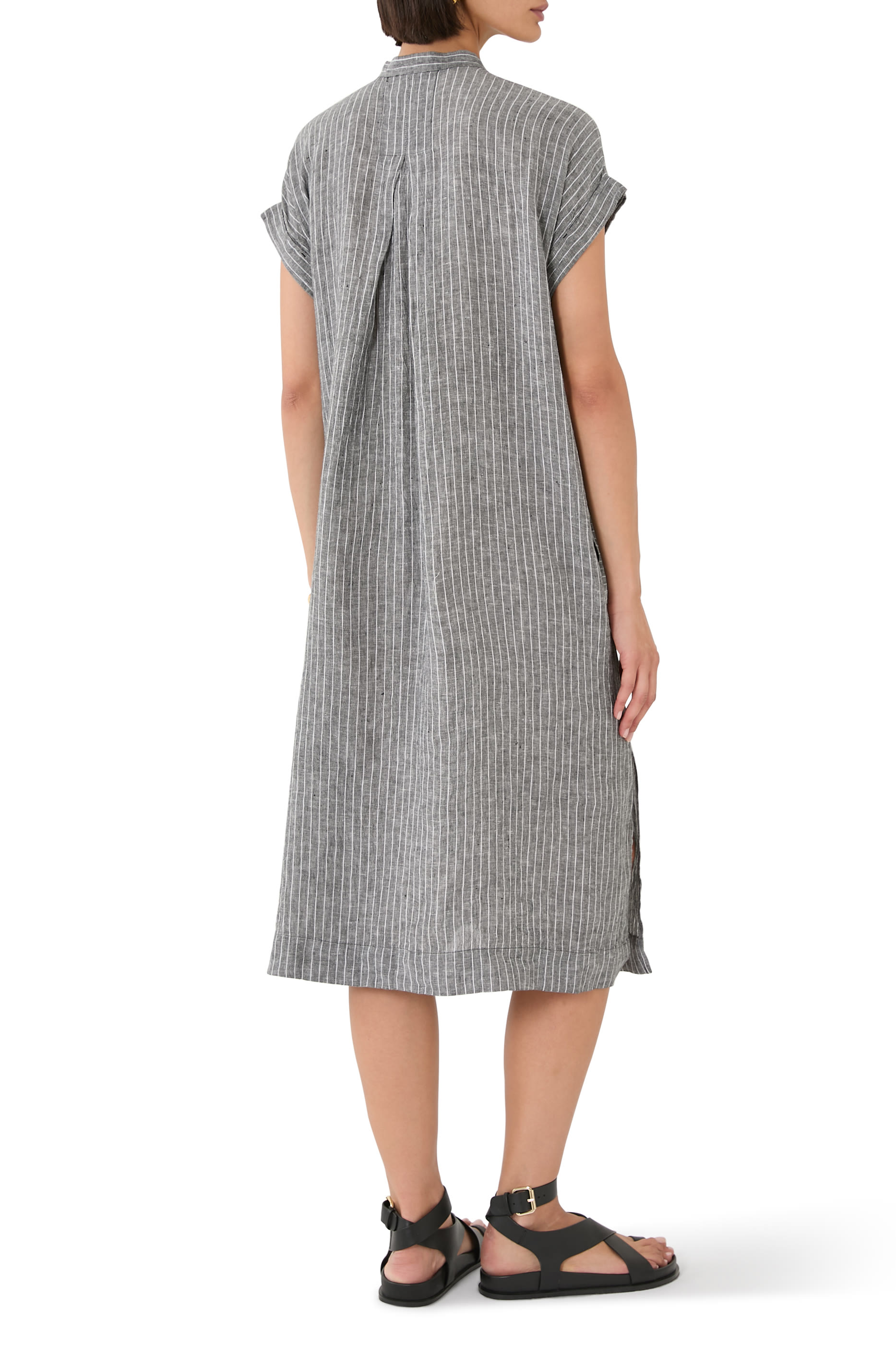 Puckered Organic Linen Shirtdress