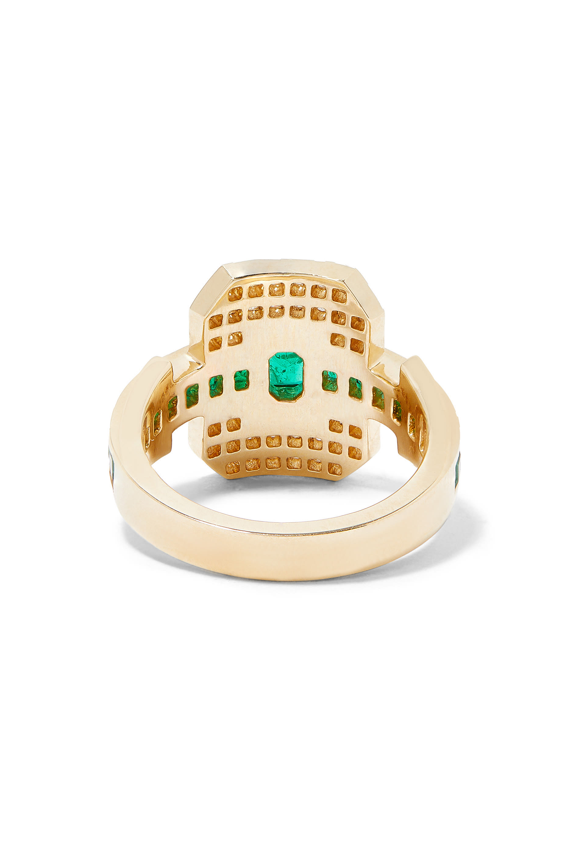 Shield Ring, 18k Gold, Diamond & Emerald