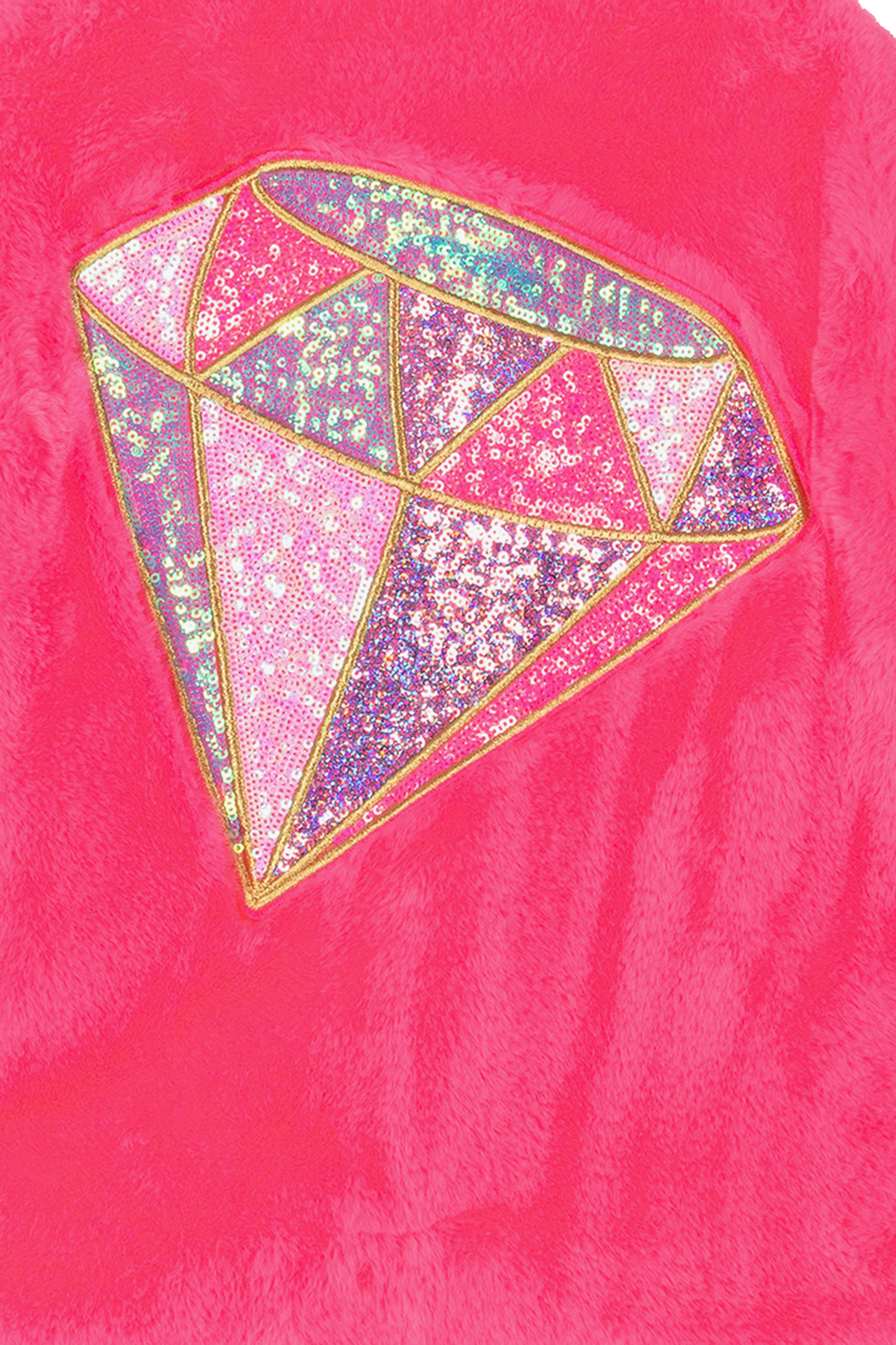 Kids Diamond Faux Fur Jacket