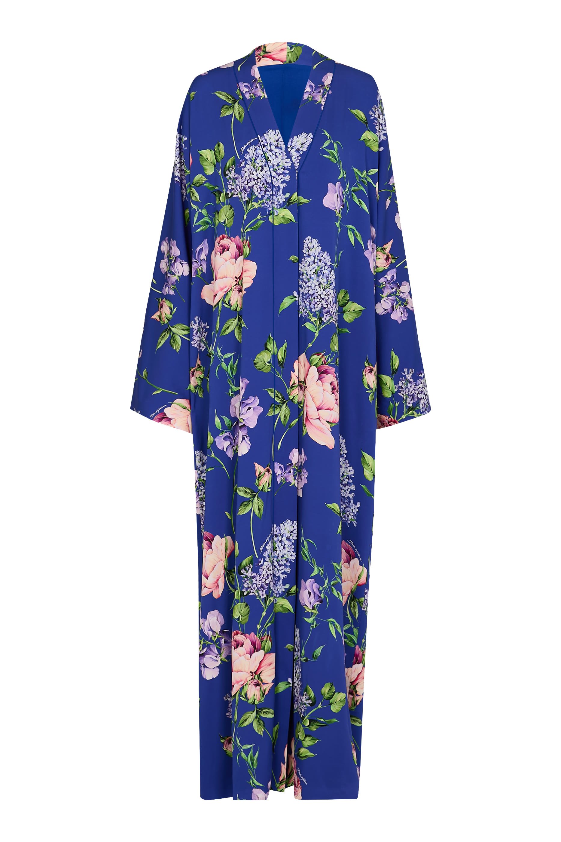 Rose-Print Charmeuse Dress