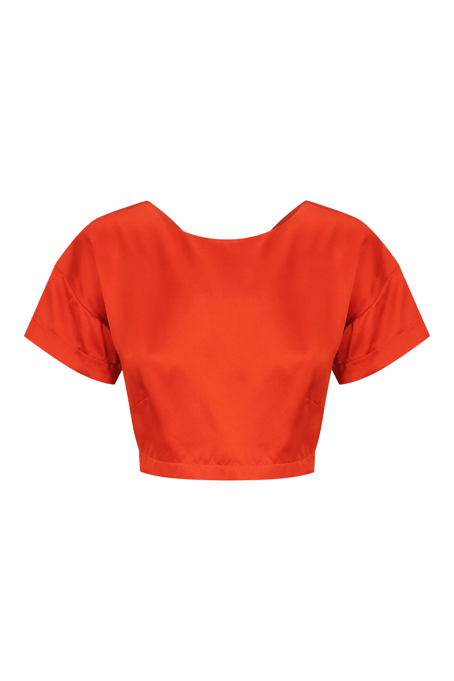 Milenna Silk Open Back Drawstring Crop Top