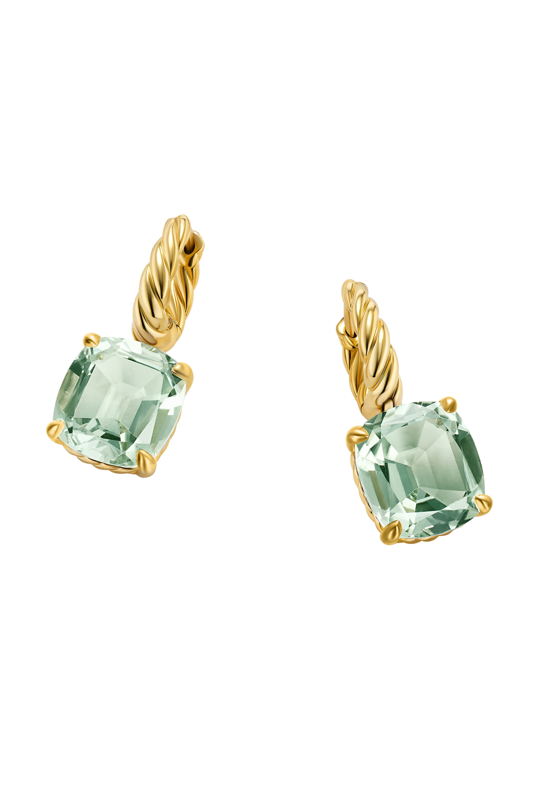 Marbella Drop Earrings, 18k Yellow Gold & Prasiolite